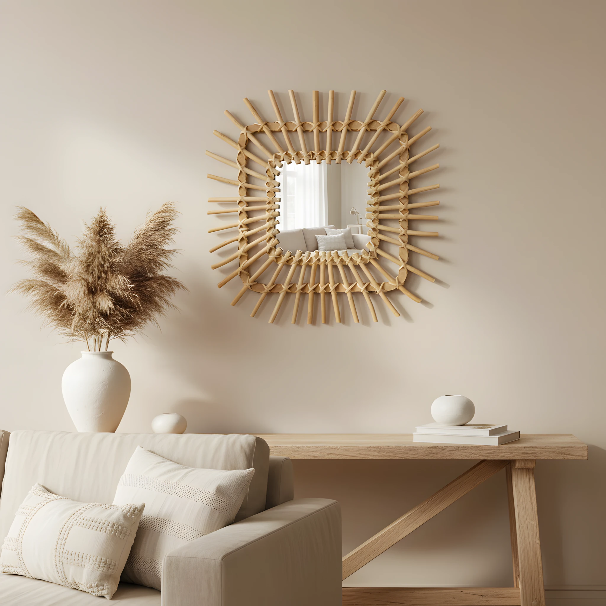 Tutumi Boho sieninis veidrodis 45CM QDJ071 aprašymas - Prekės nuotrauka