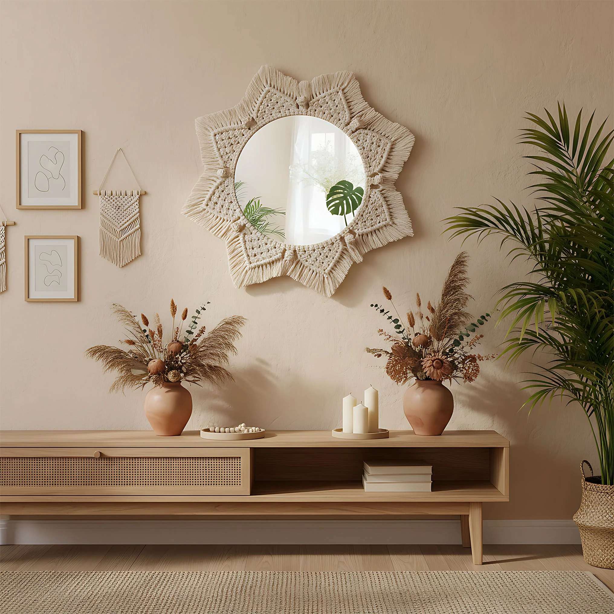 Tutumi Boho sieninis veidrodis 53CM 322048 aprašymas - Prekės nuotrauka
