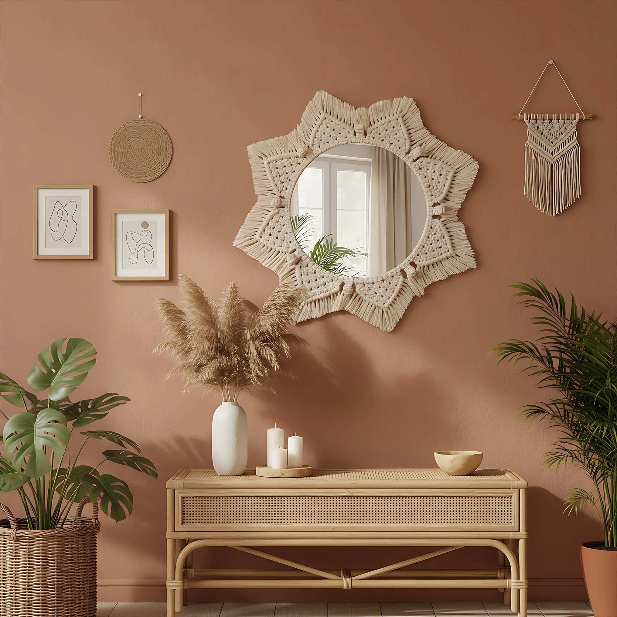 Tutumi Boho sieninis veidrodis 53CM 322048 aprašymas - Prekės nuotrauka