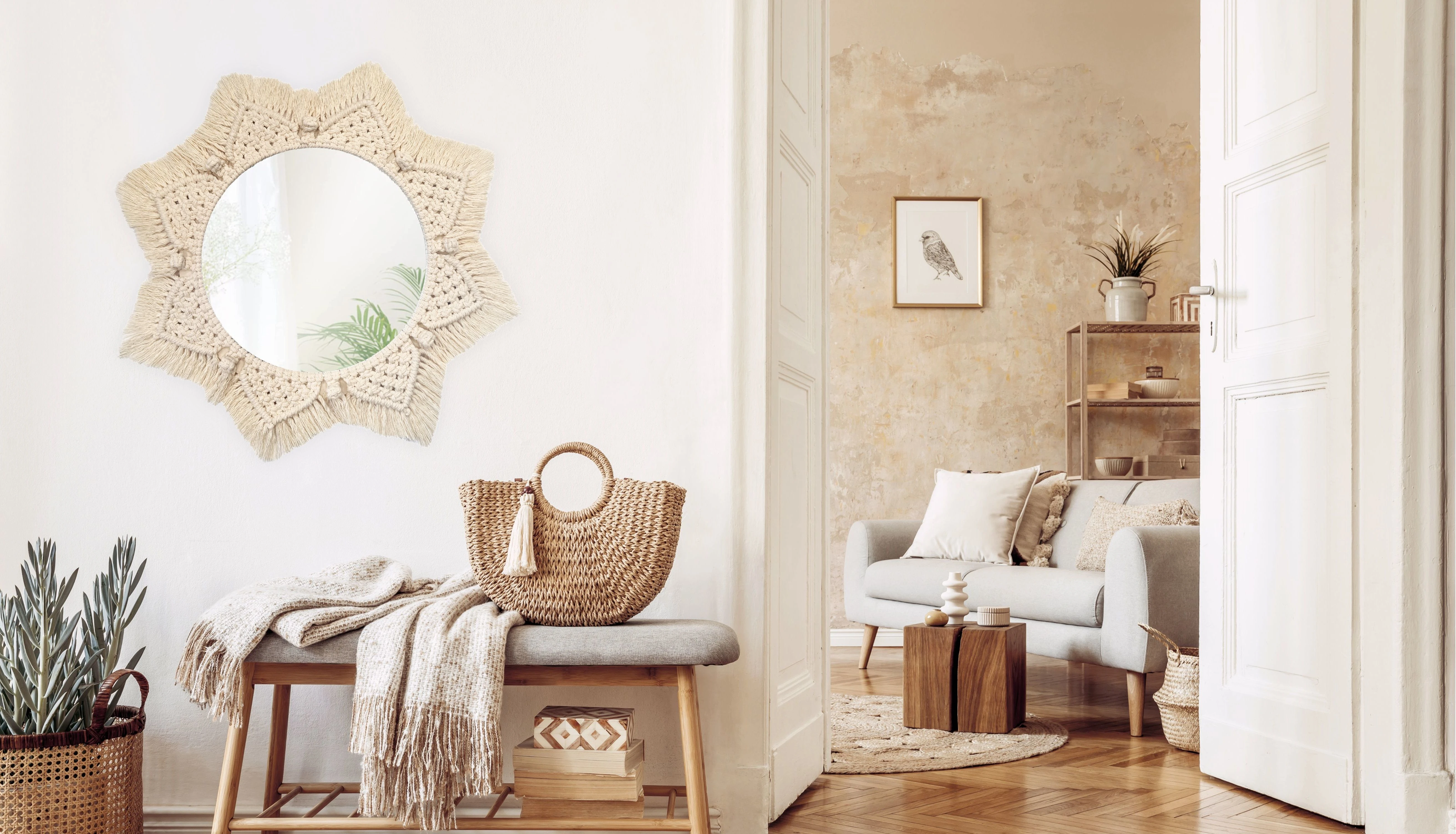 Tutumi Boho sieninis veidrodis 53CM 322048 aprašymas - Prekės nuotrauka