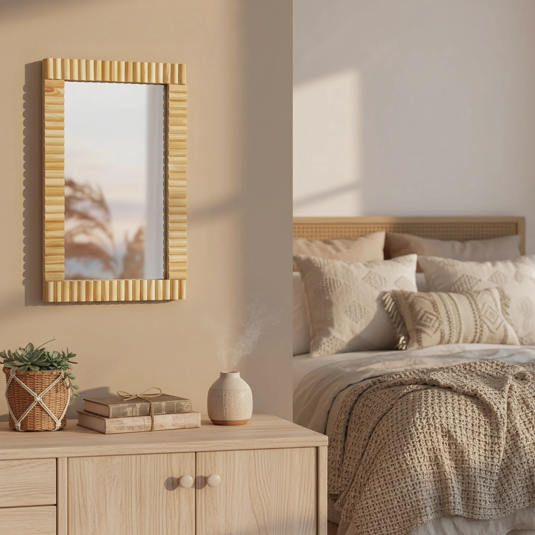 Tutumi Boho sieninis veidrodis 55CM KLNA-MR01 aprašymas - Prekės nuotrauka