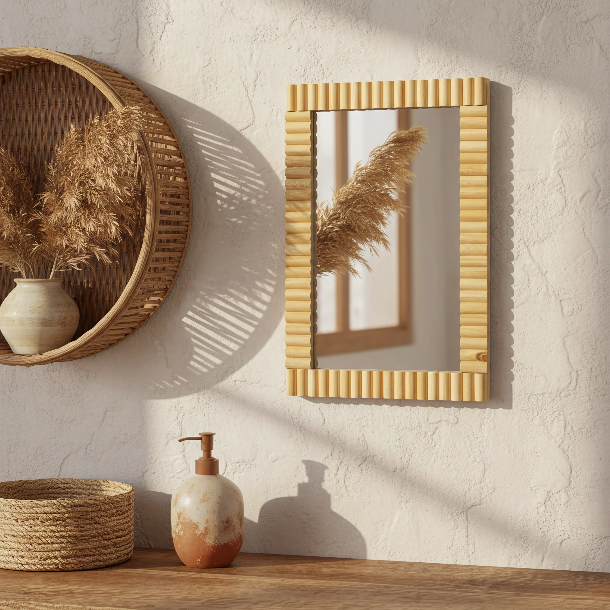 Tutumi Boho sieninis veidrodis 55CM KLNA-MR01 aprašymas - Prekės nuotrauka