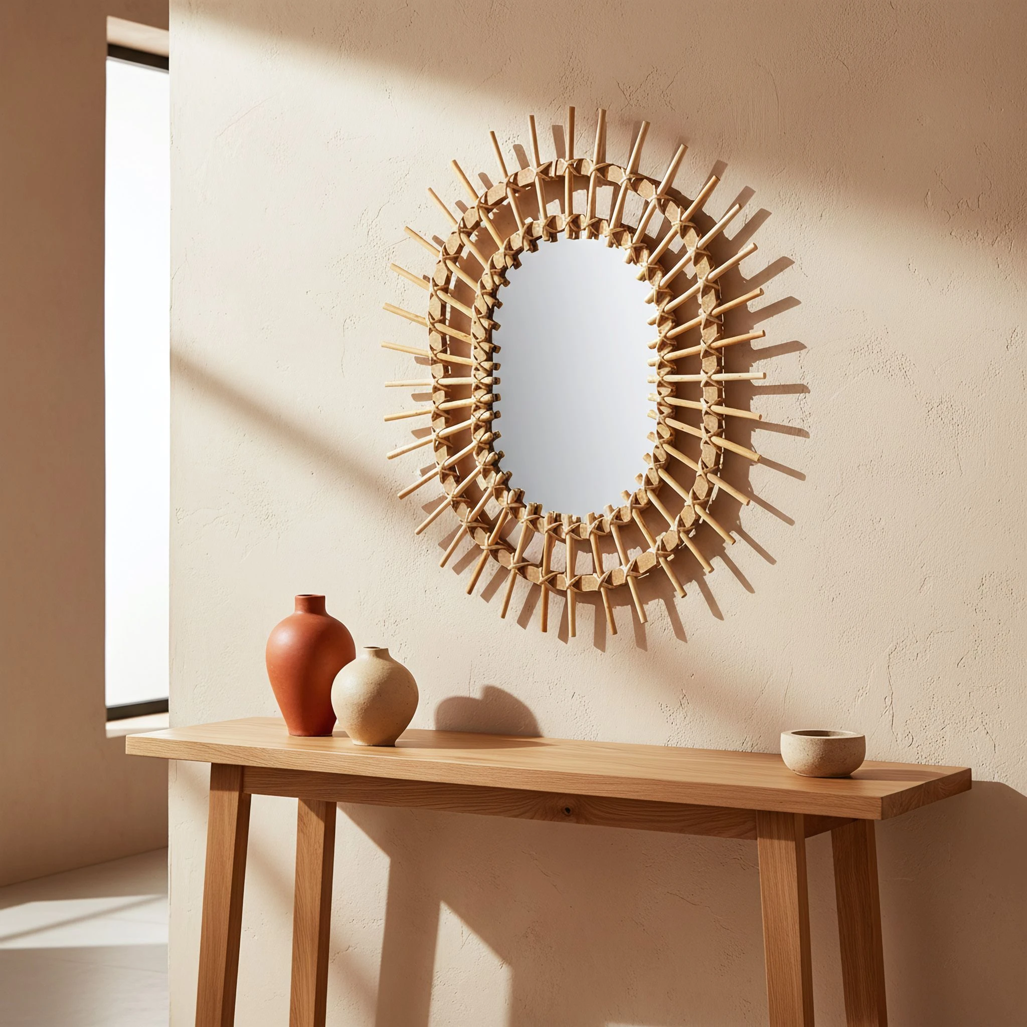 Tutumi Boho sieninis veidrodis 57CM QDJ5749 aprašymas - Prekės nuotrauka