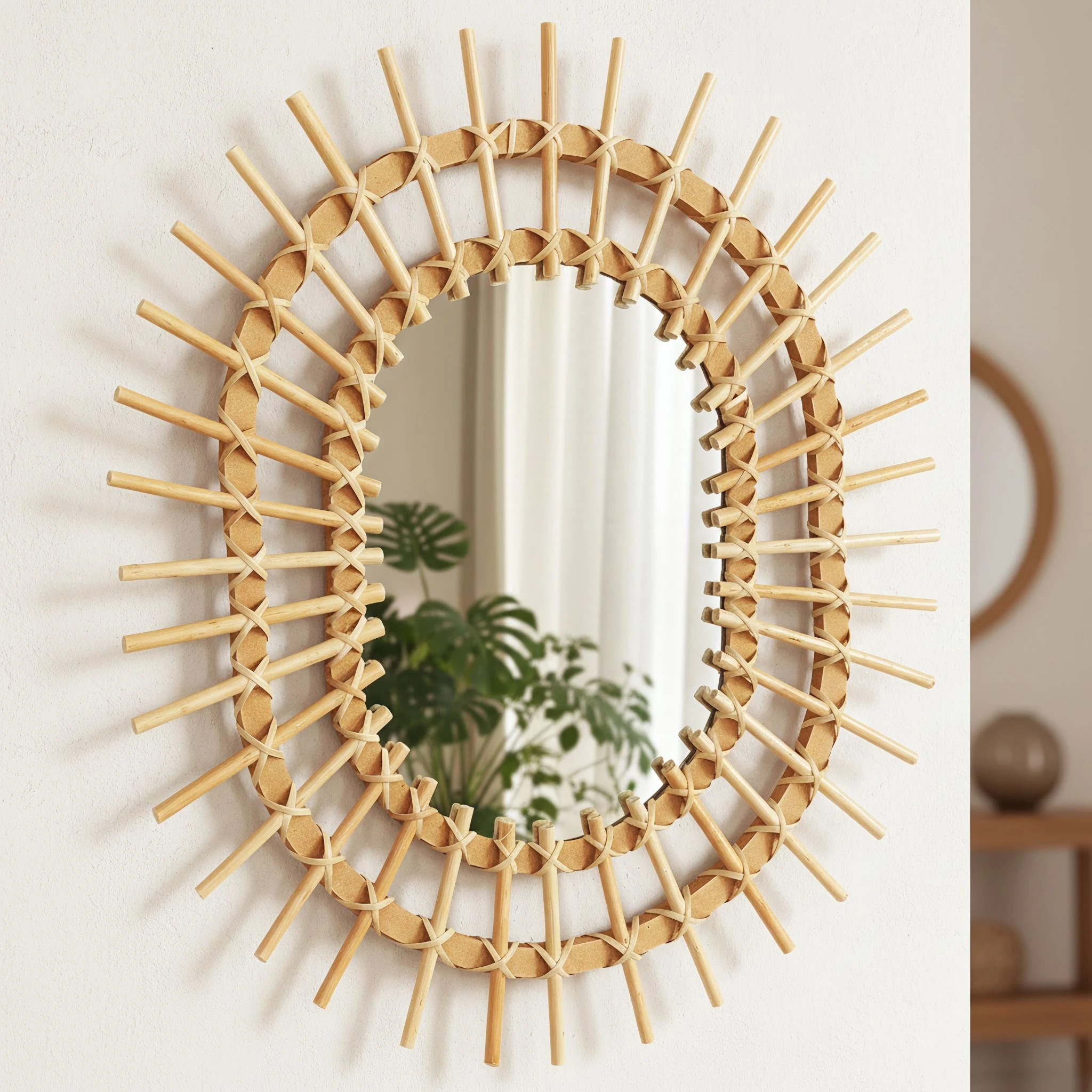 Tutumi Boho sieninis veidrodis 57CM QDJ5749 aprašymas - Prekės nuotrauka