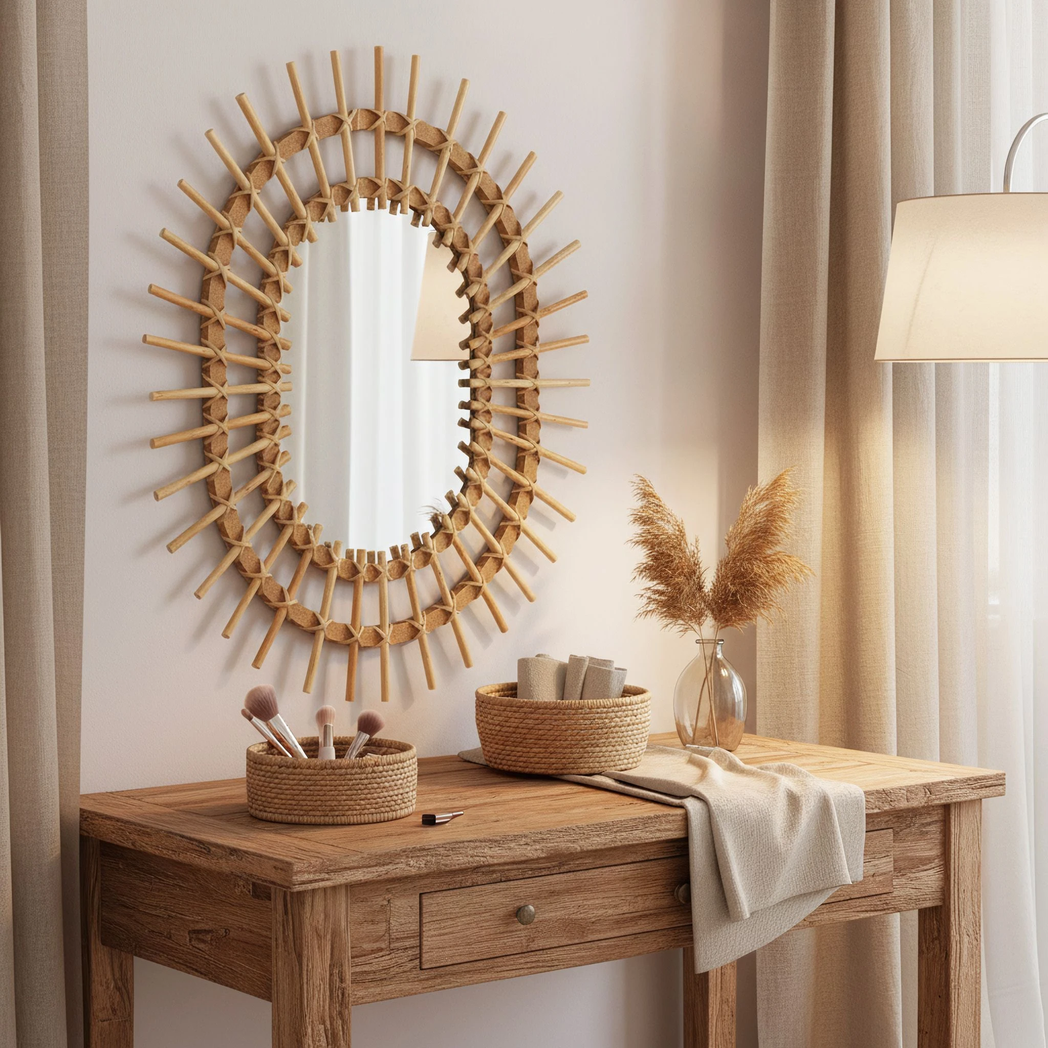 Tutumi Boho sieninis veidrodis 57CM QDJ5749 aprašymas - Prekės nuotrauka