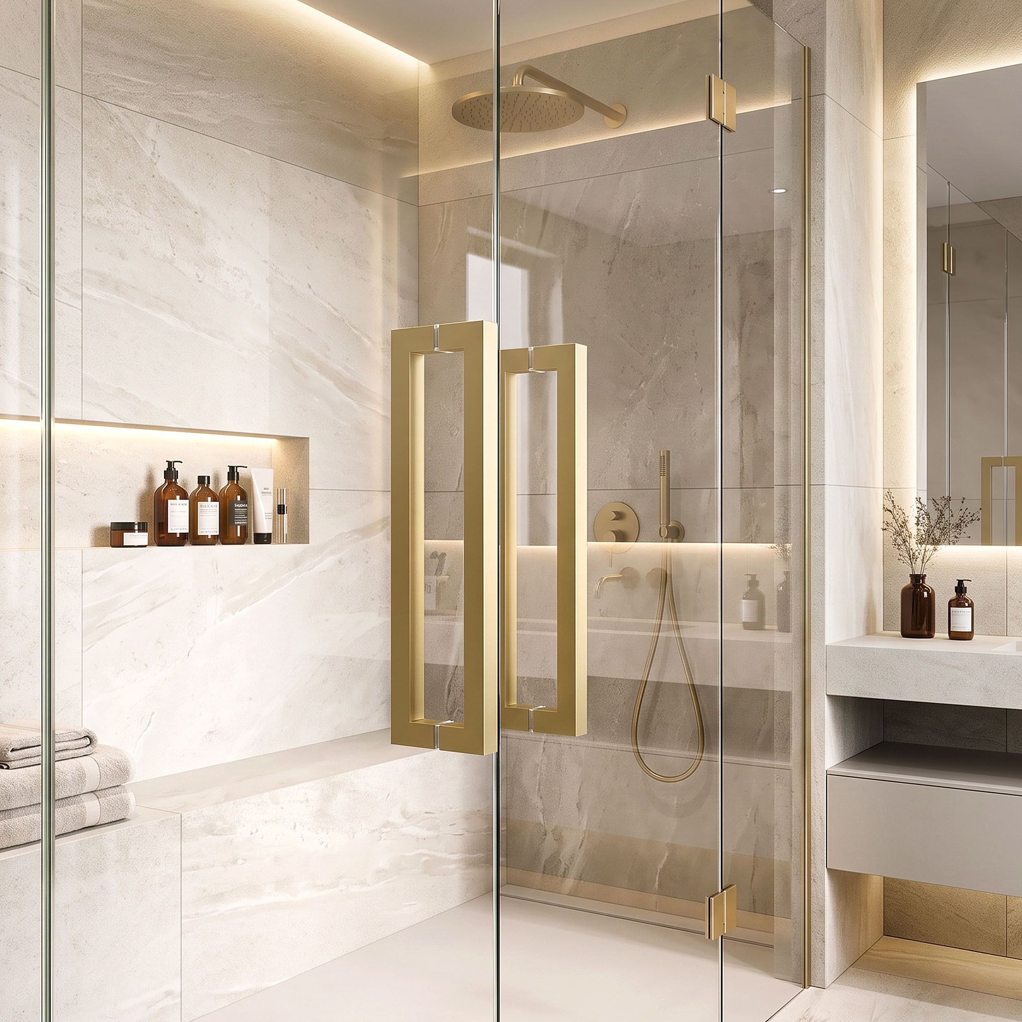 Dušo Durų Rankena Rea 01 Brushed Gold aprašymas - Prekės nuotrauka