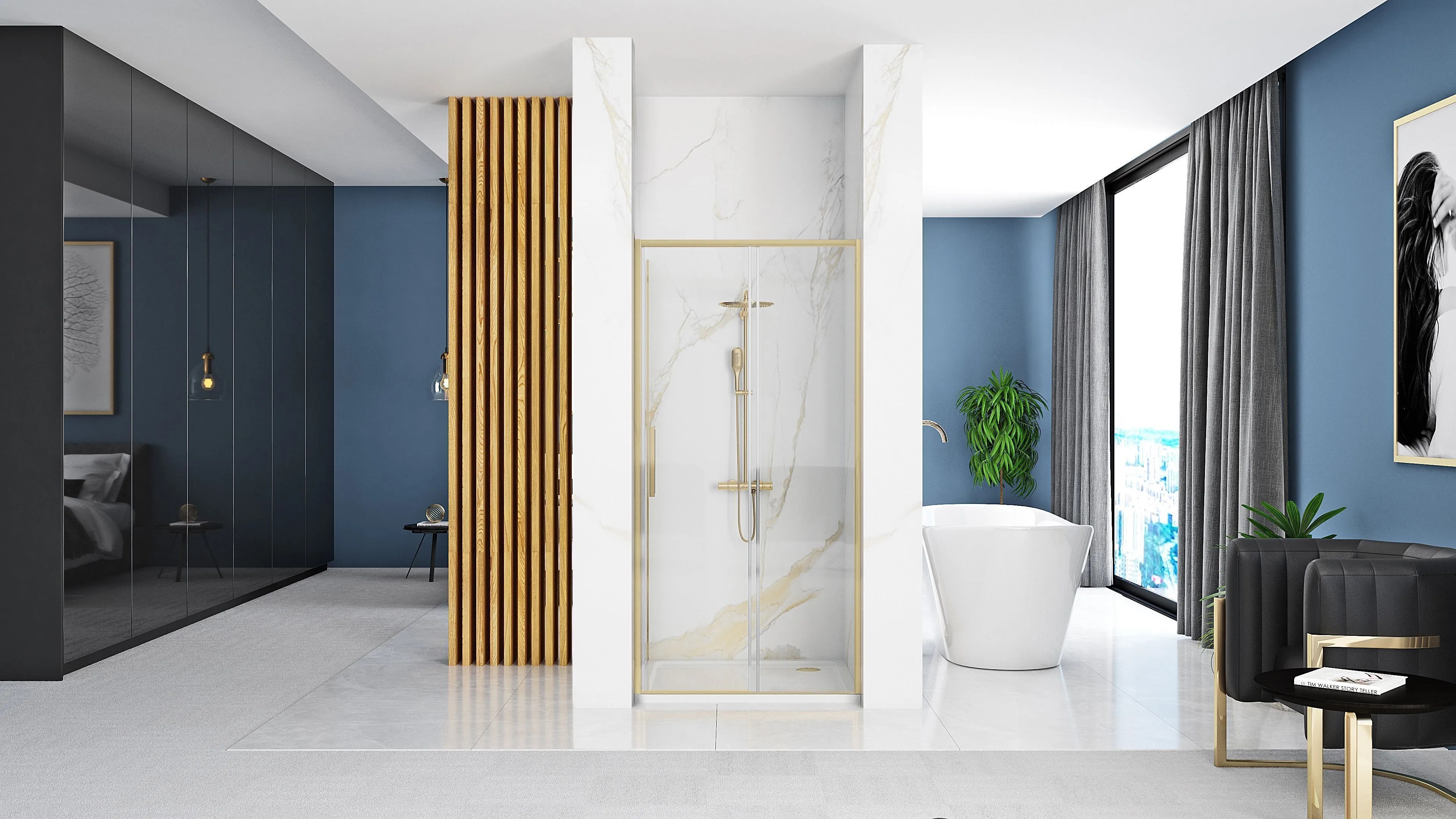 Dušo durys REA Rapid Slide 150 Gold aprašymas - Prekės nuotrauka