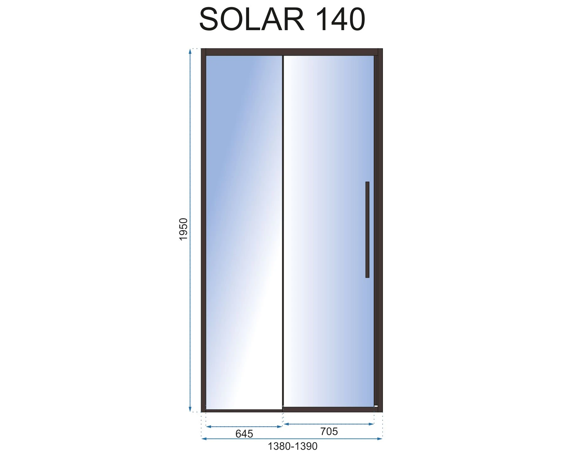 Dušo durys Rea Solar 140 Juodas MAT aprašymas - Prekės nuotrauka