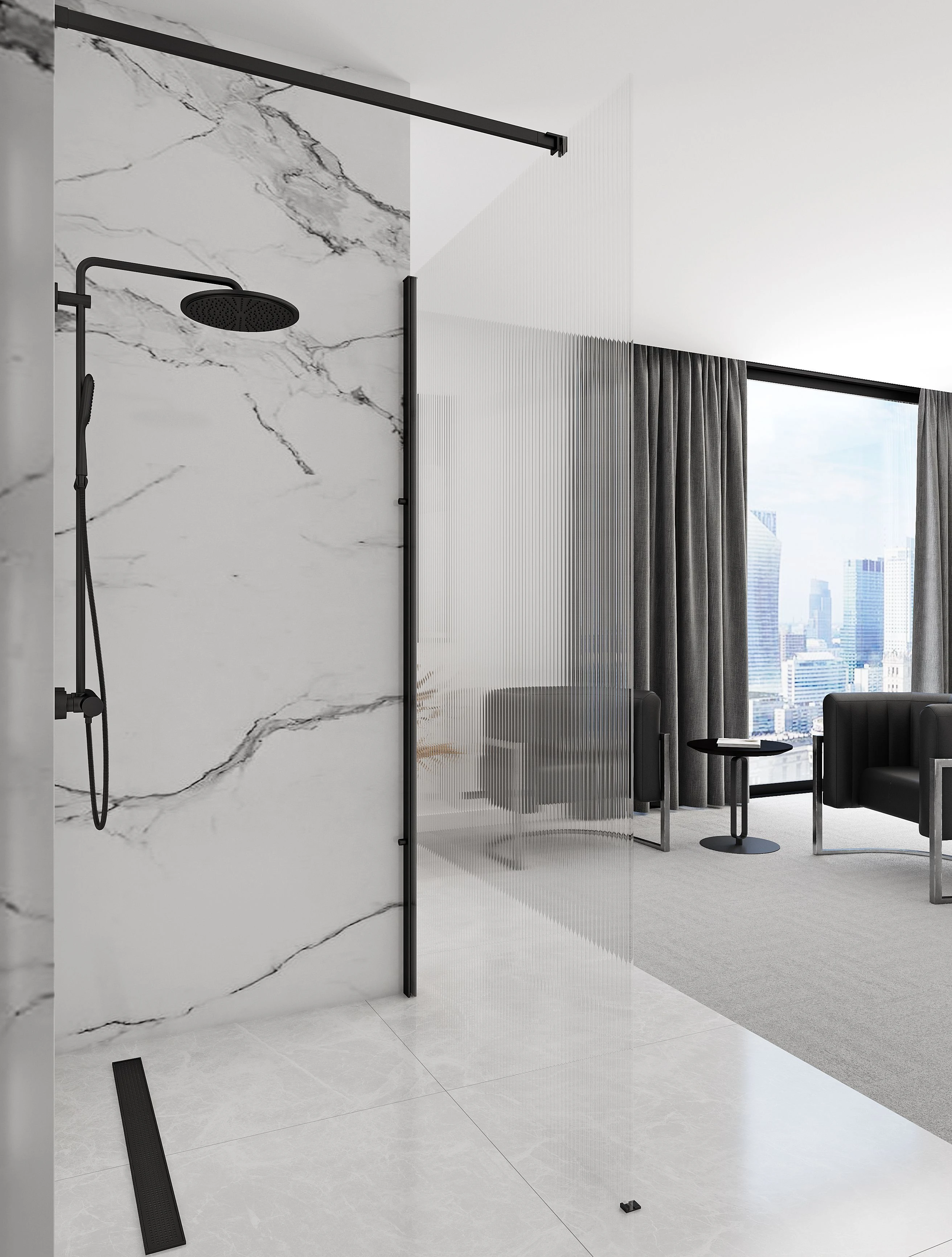 Dušo ekranas Rea Aero Intimo Juodas Mat 100 aprašymas - Prekės nuotrauka