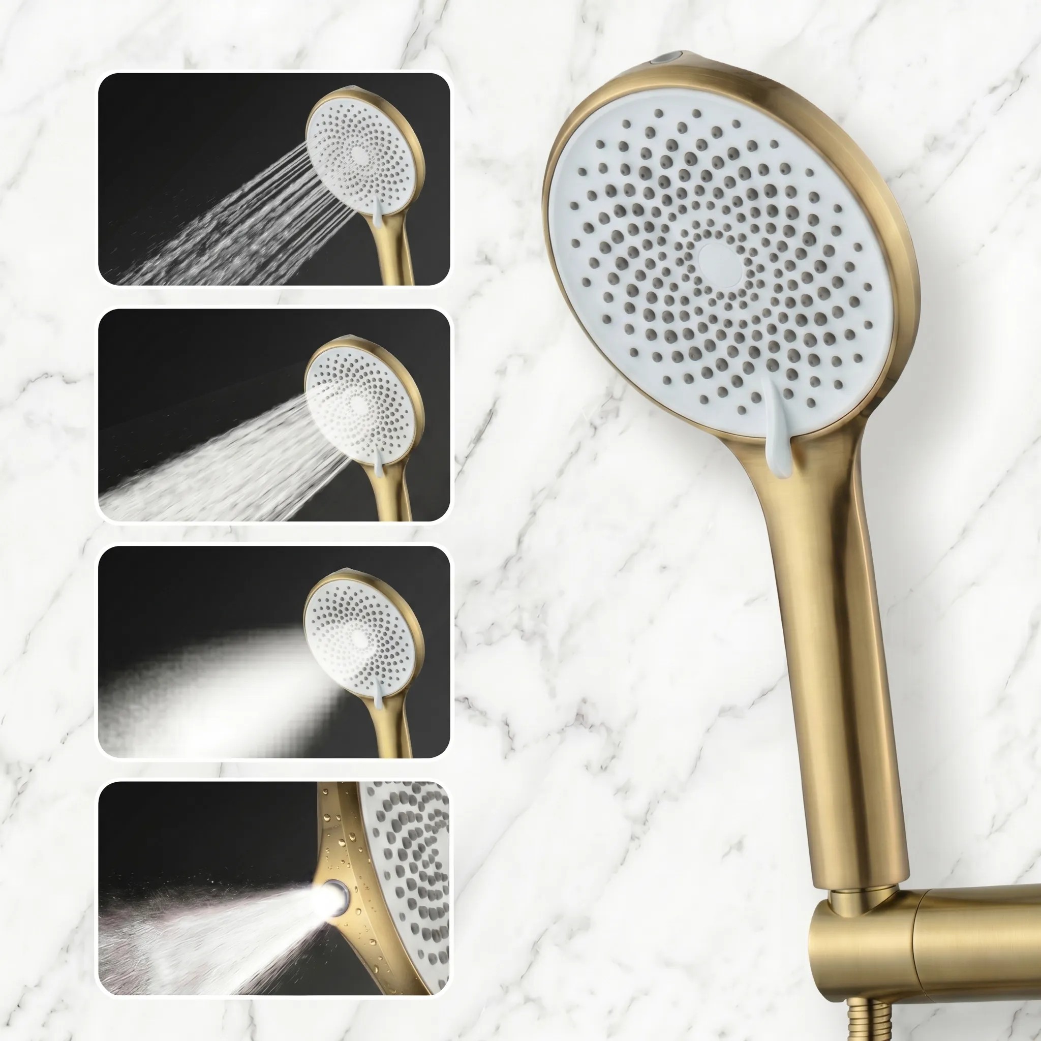 Dušo galvutė Rea JS-020 BRUSH GOLD aprašymas - Prekės nuotrauka