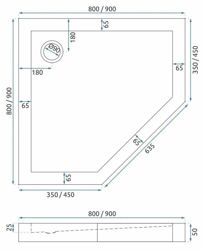 rea Dušo kabina DIAMOND 90x90 COPPER BRUSH aprašymas - Prekės nuotrauka