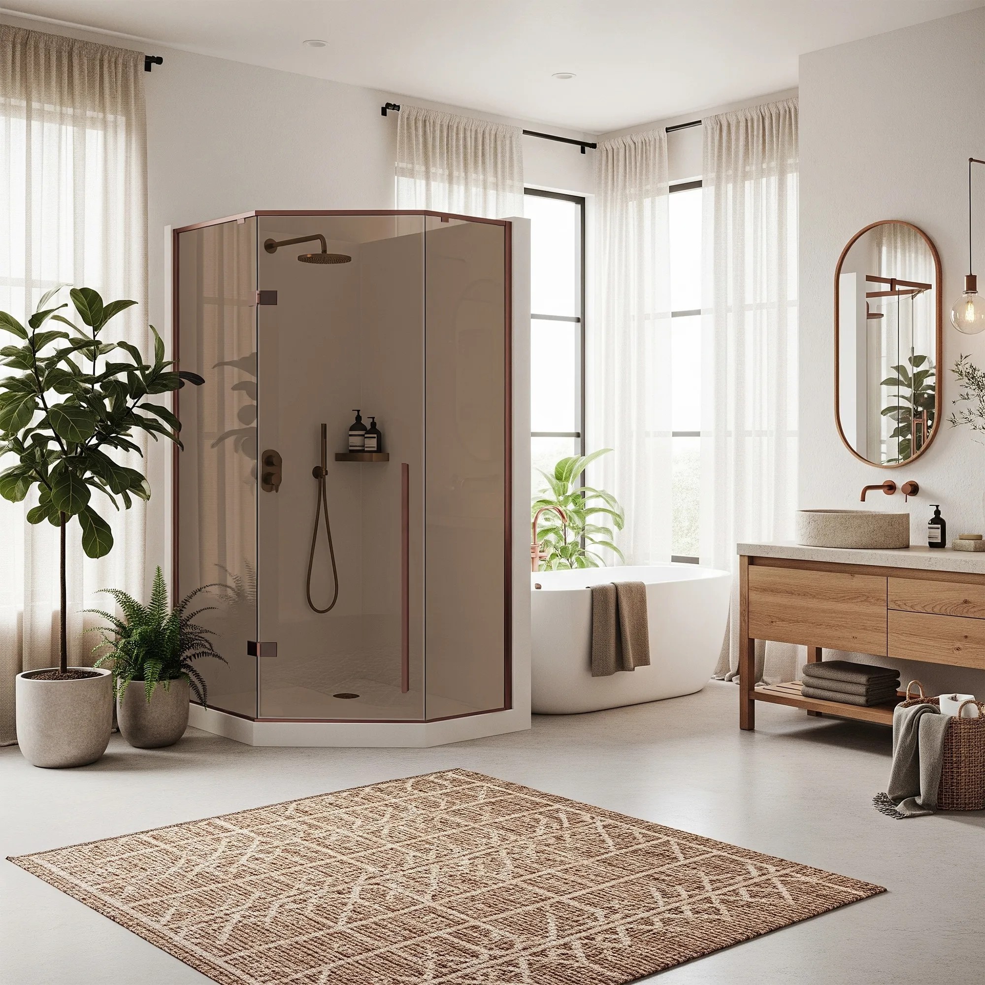 rea Dušo kabina DIAMOND 90x90 COPPER BRUSH aprašymas - Prekės nuotrauka