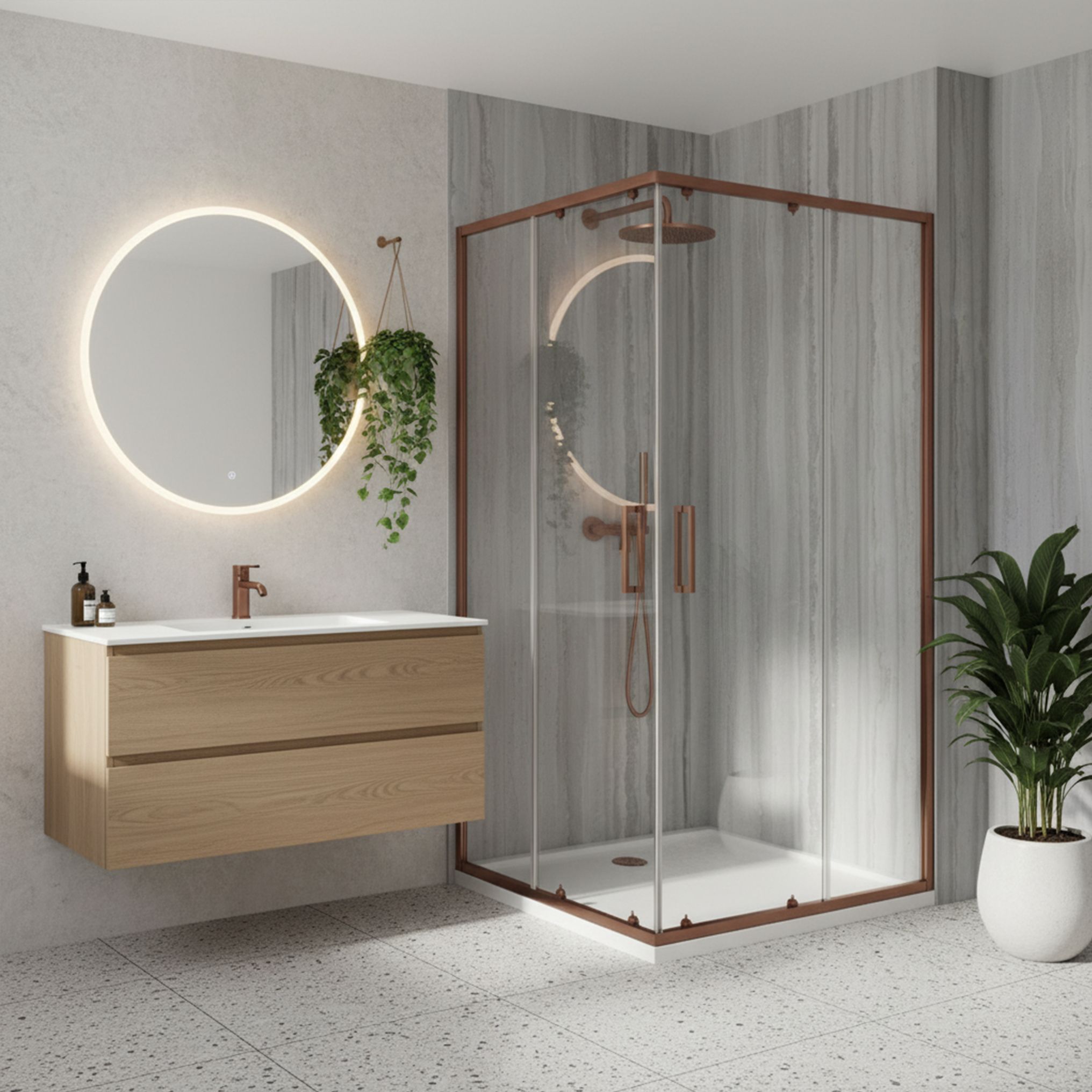 Dušo kabina Rea City 80x100 Copper aprašymas - Prekės nuotrauka