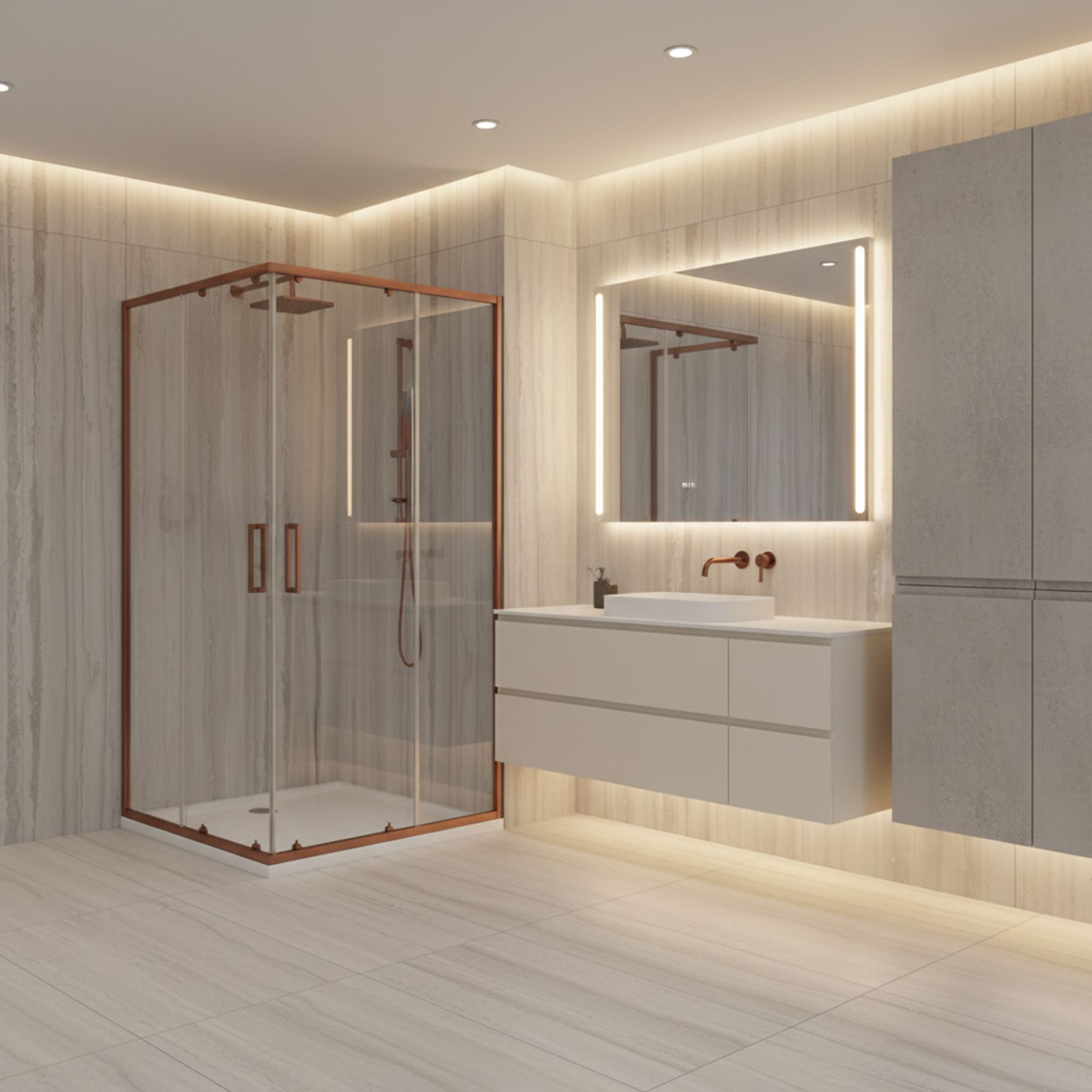Dušo kabina Rea City 80x100 Copper aprašymas - Prekės nuotrauka
