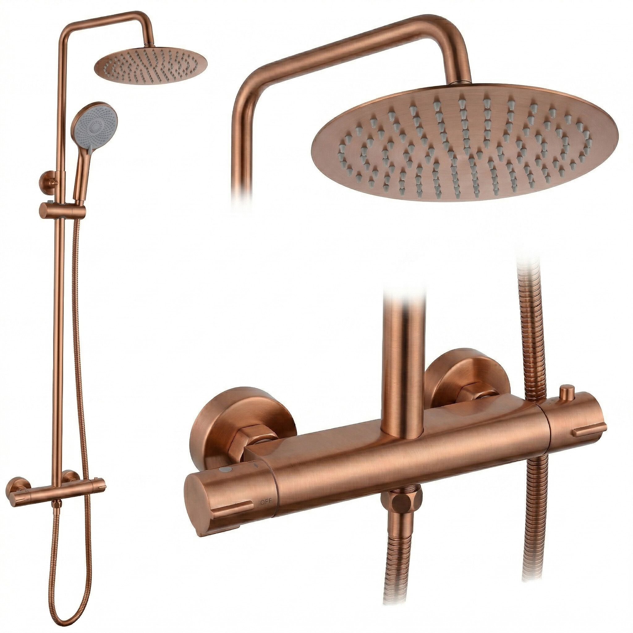 Dušo Komplektas Be Čiaupo Su Termostatu Rea Lungo Copper aprašymas - Prekės nuotrauka