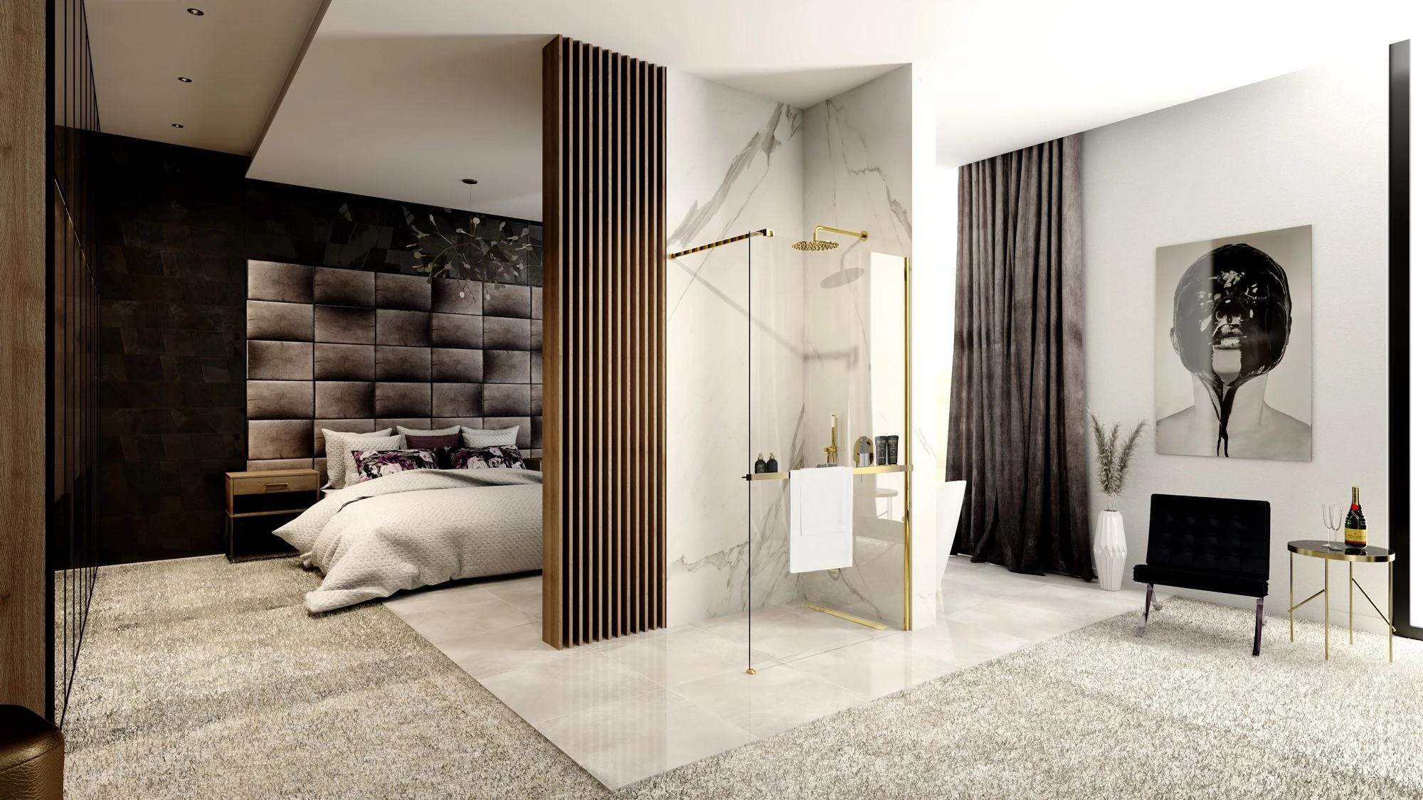 Dušo siena Rea Aero Gold N 110 Walk In + EVO aprašymas - Prekės nuotrauka