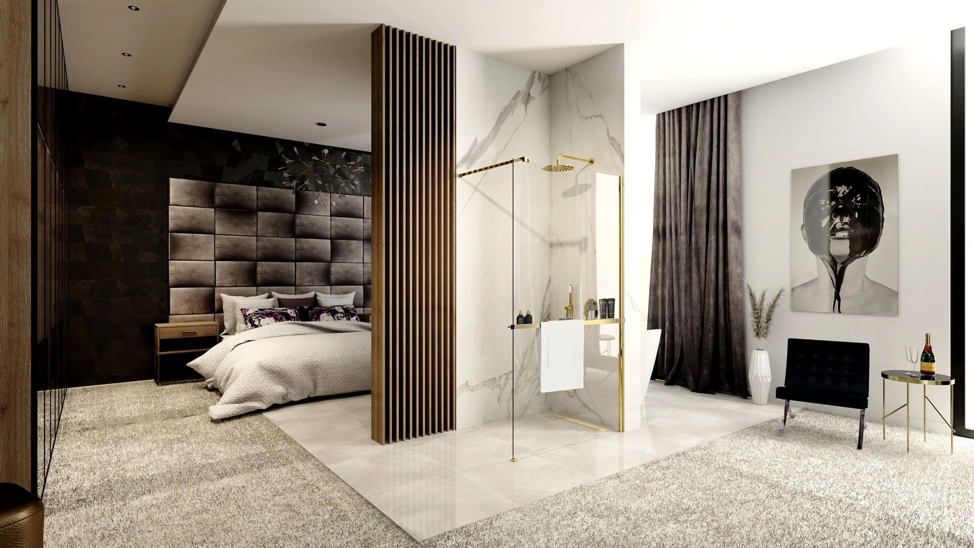 Dušo siena Rea Aero Gold N 110 Walk In + EVO aprašymas - Prekės nuotrauka