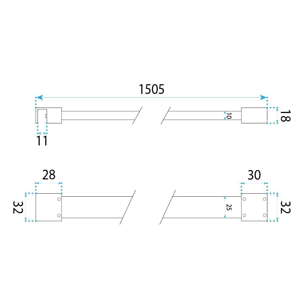 Dušo Sienelės Laikiklis 150 Cm Rea Chrome aprašymas - Prekės nuotrauka