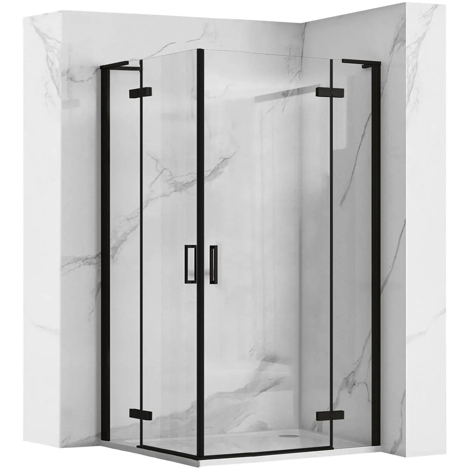 Dviguba dušo kabina REA Hugo juoda 80x100 aprašymas - Prekės nuotrauka