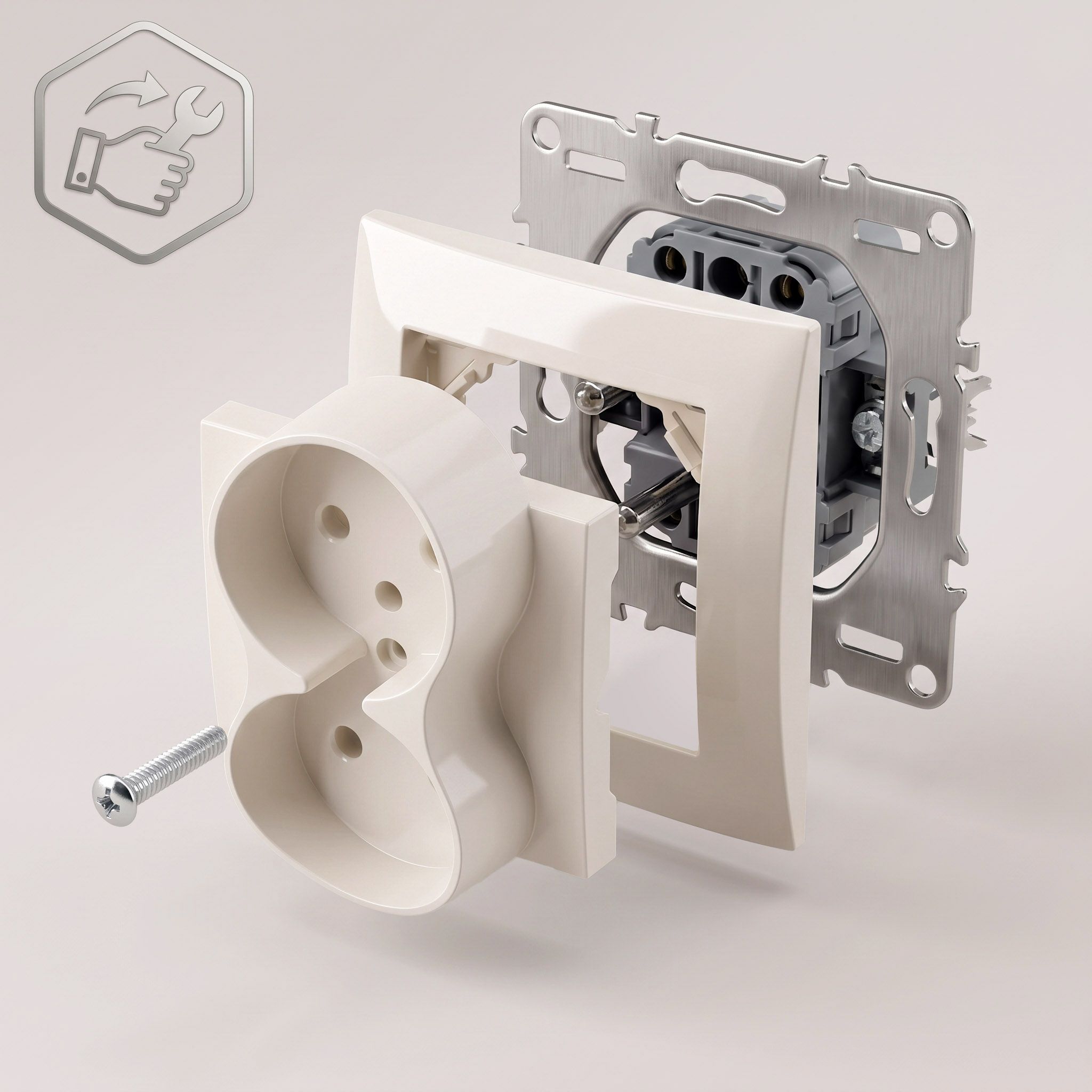 Toolight Dvigubas Lizdas Su Įžeminimu Ir Rėmeliu Oste Jnh002-g rusvai gelsvas aprašymas - Prekės nuotrauka