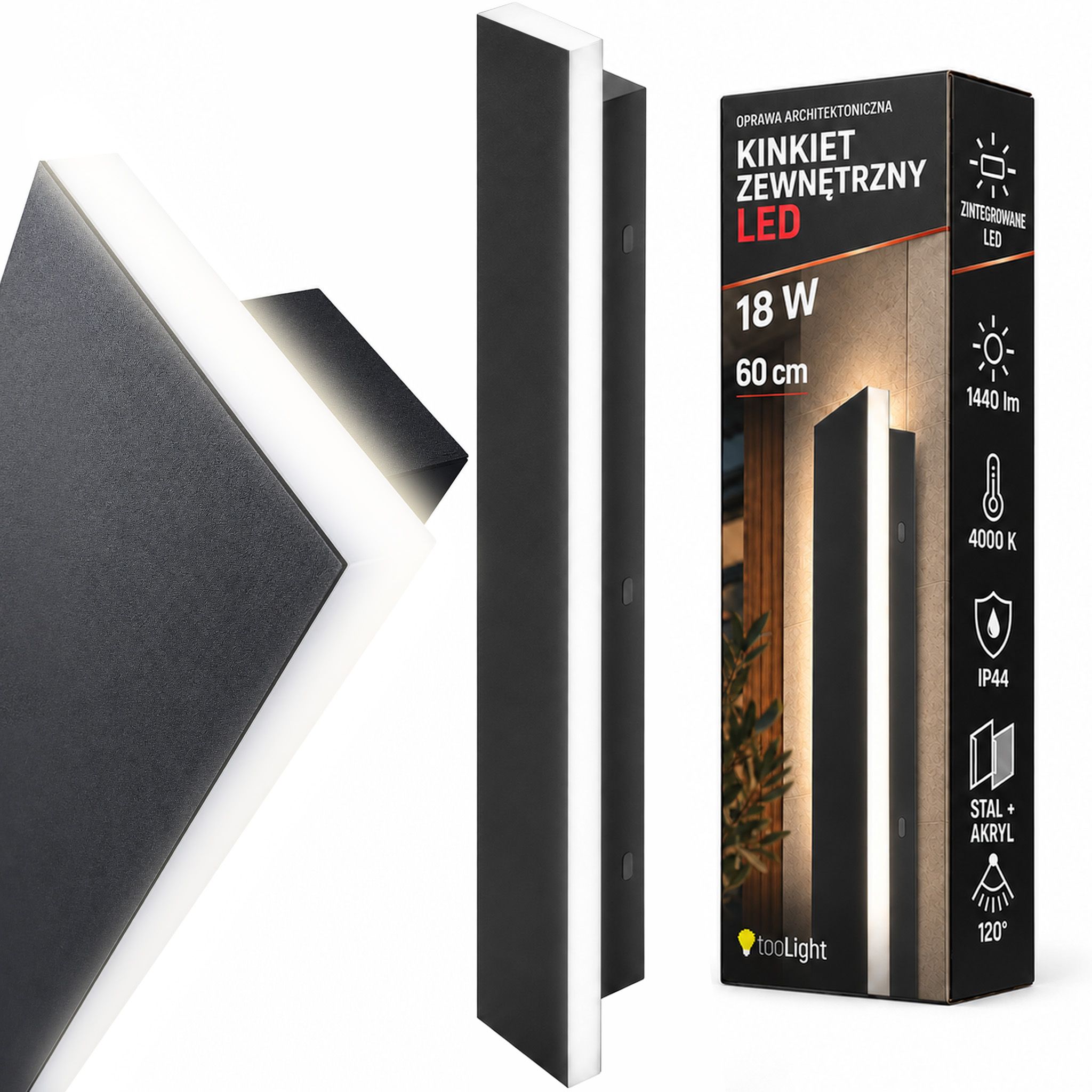 Toolight Fasado Led Sieninis Šviestuvas Jnh035-g 60 Juodas aprašymas - Prekės nuotrauka