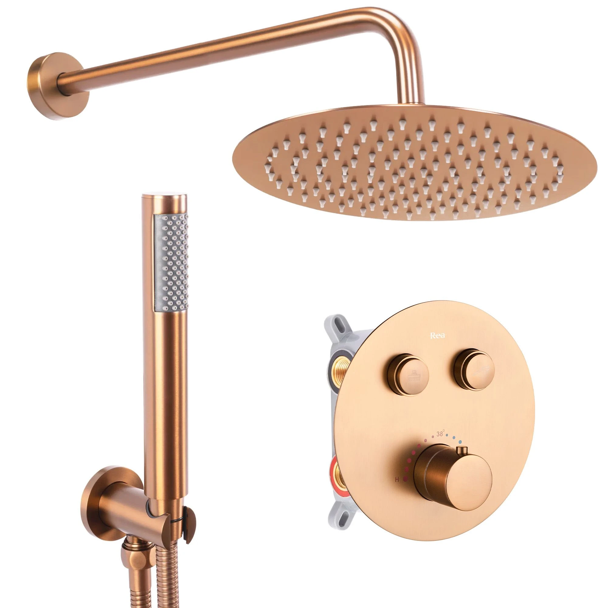 Įleidžiamas dušo komplektas Rea LUNGO COPPER BRUSH BOX aprašymas - Prekės nuotrauka