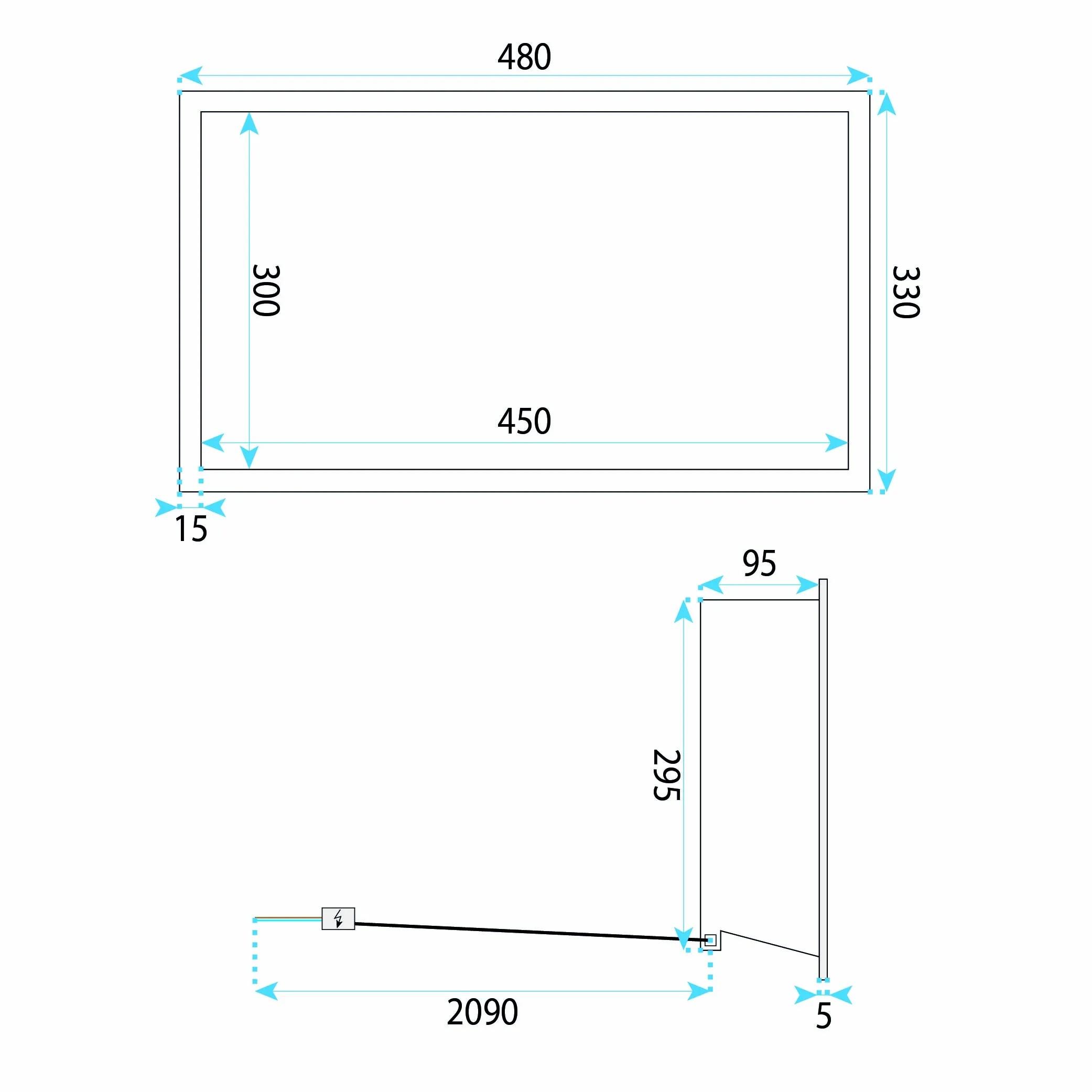 rea Įmontuojama Vonios Lentyna Led 30x45 Copper aprašymas - Prekės nuotrauka