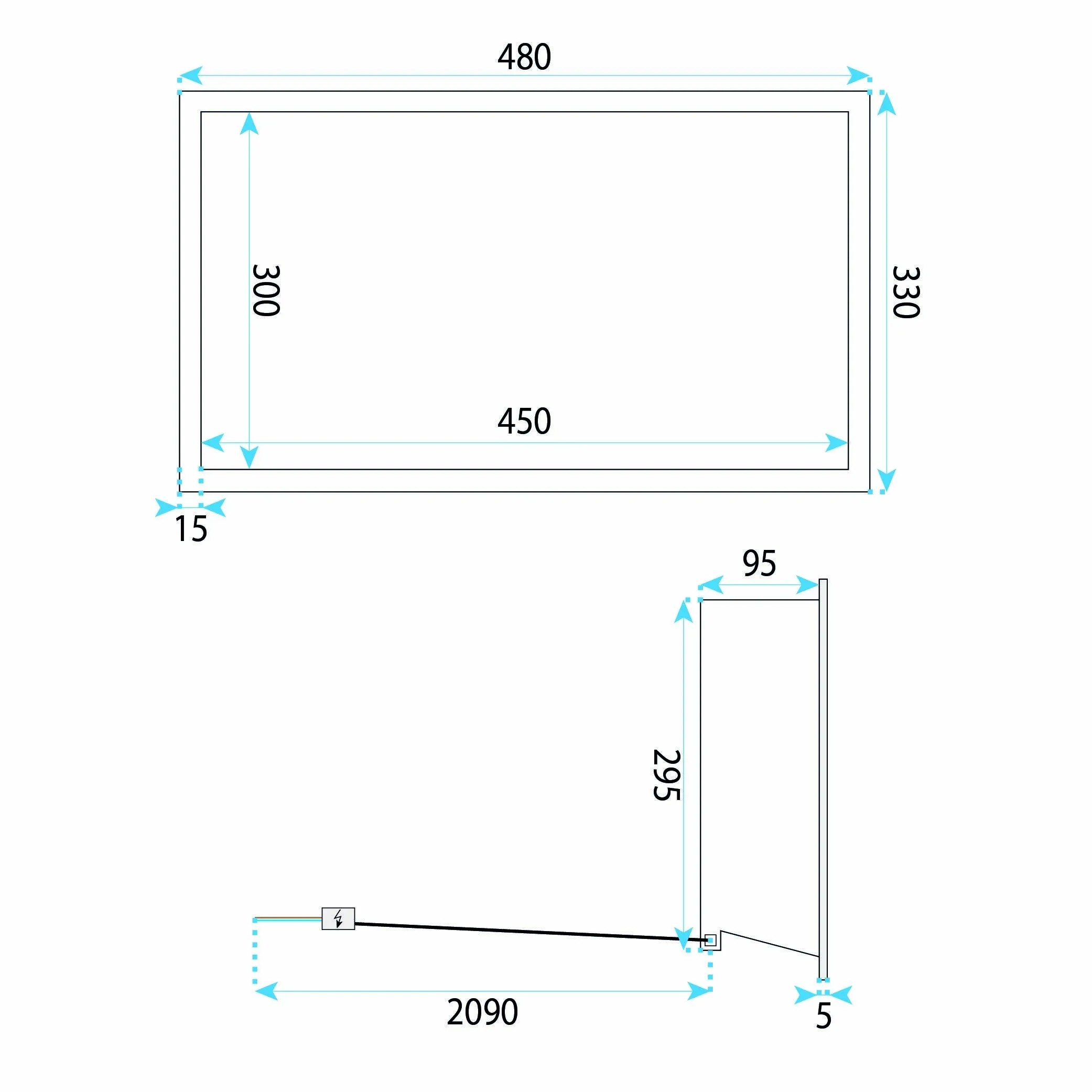 rea Įmontuojama Vonios Lentyna Led 30x45 Titan aprašymas - Prekės nuotrauka