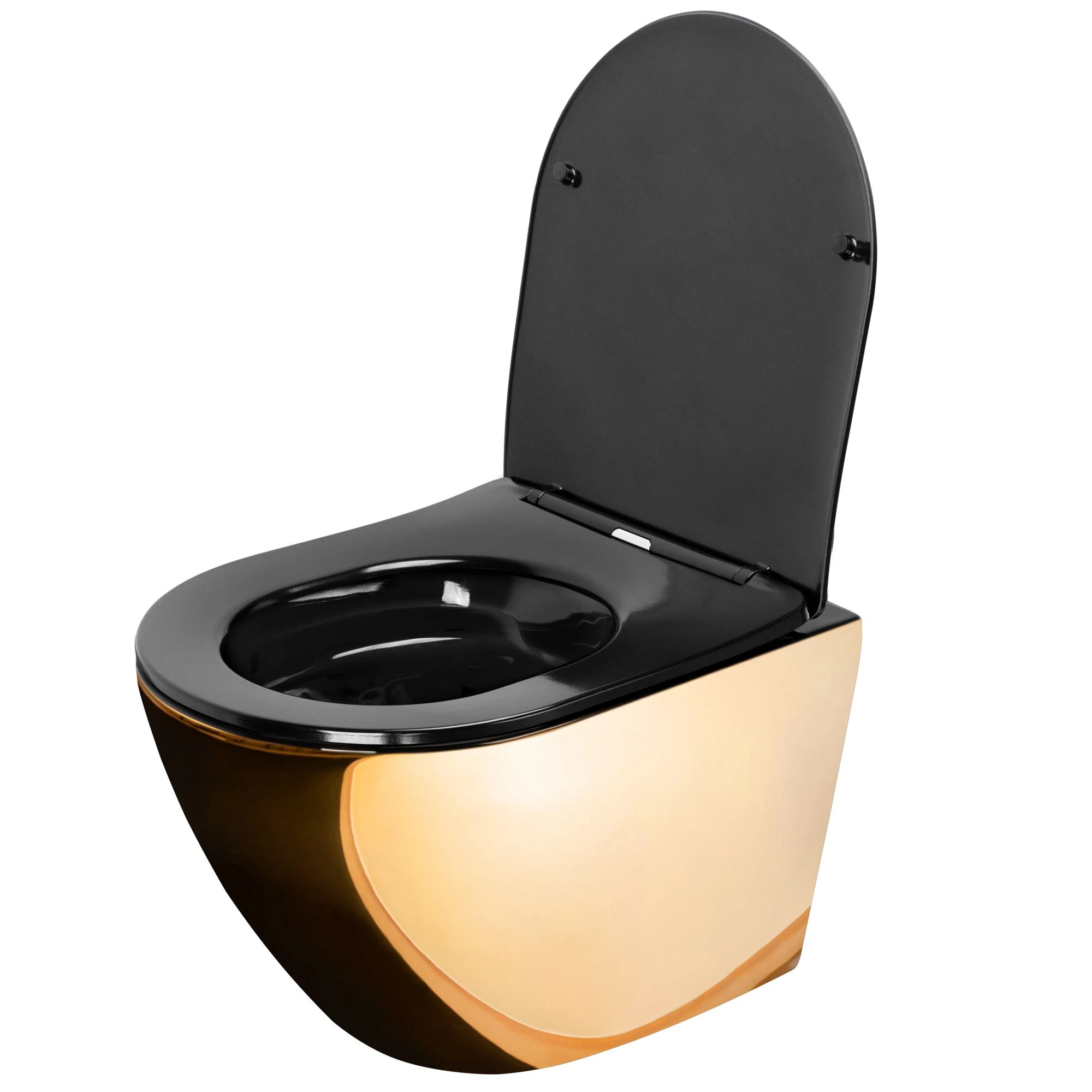 Klozetas pakabinamas Rea Carlo Mini Flat Gold/Juodas aprašymas - Prekės nuotrauka