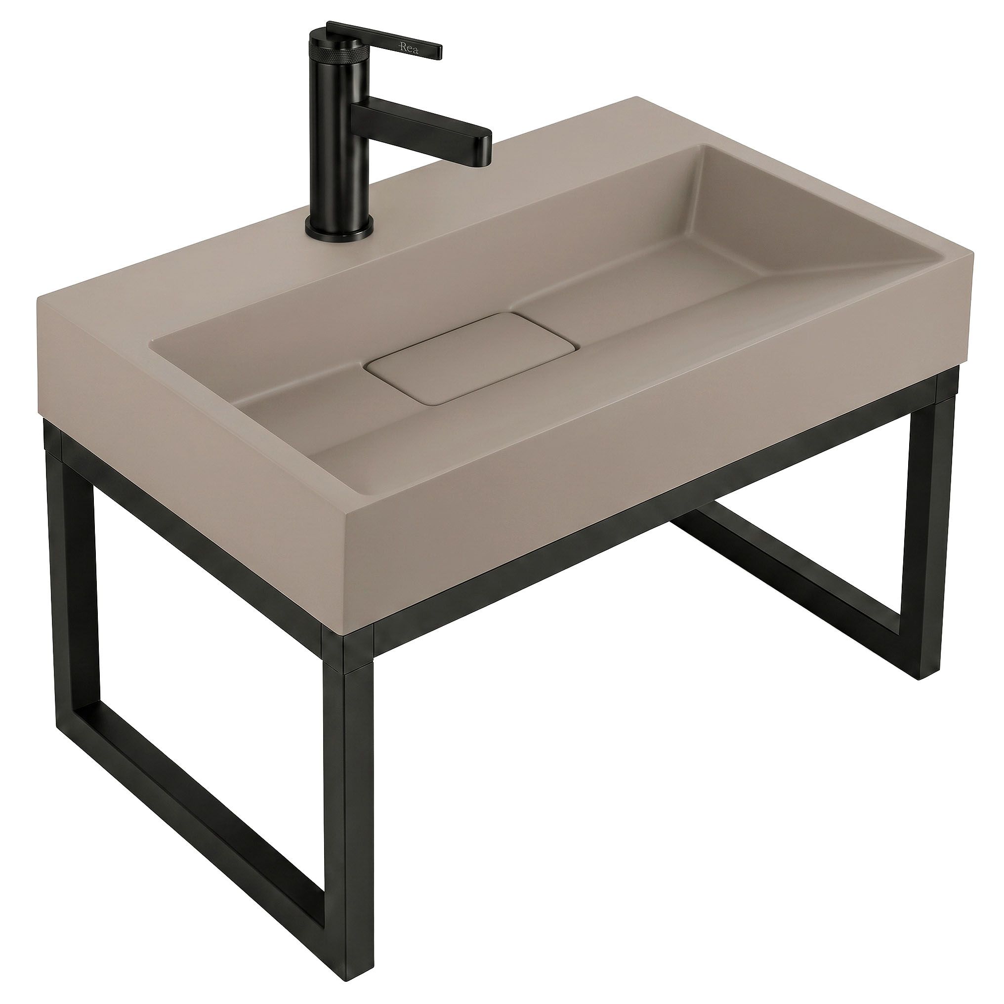Konglomerato Praustuvas Rea Goya Taupe 60cm + Stovas aprašymas - Prekės nuotrauka