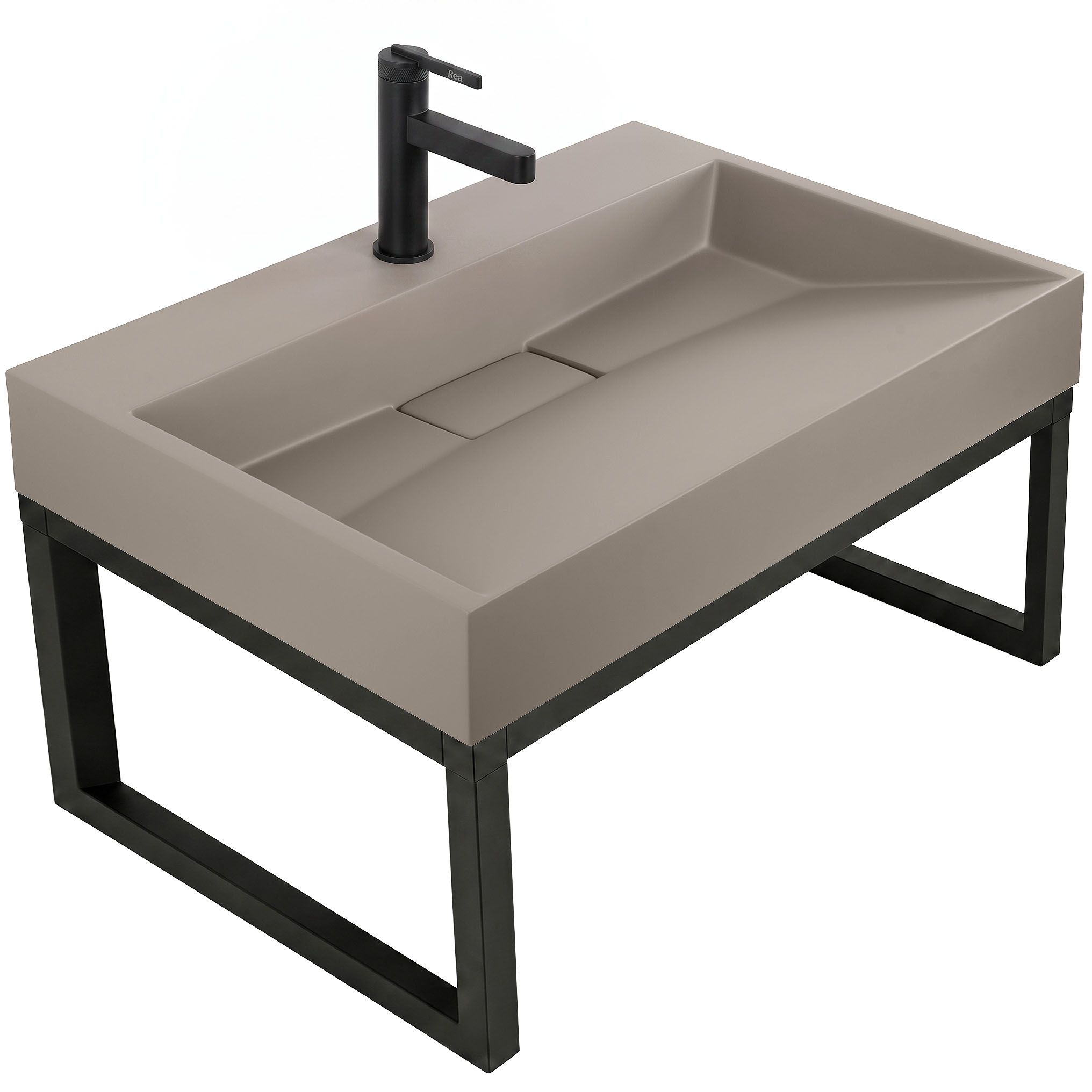Konglomerato Praustuvas Rea Goya Taupe 70cm + Stovas aprašymas - Prekės nuotrauka