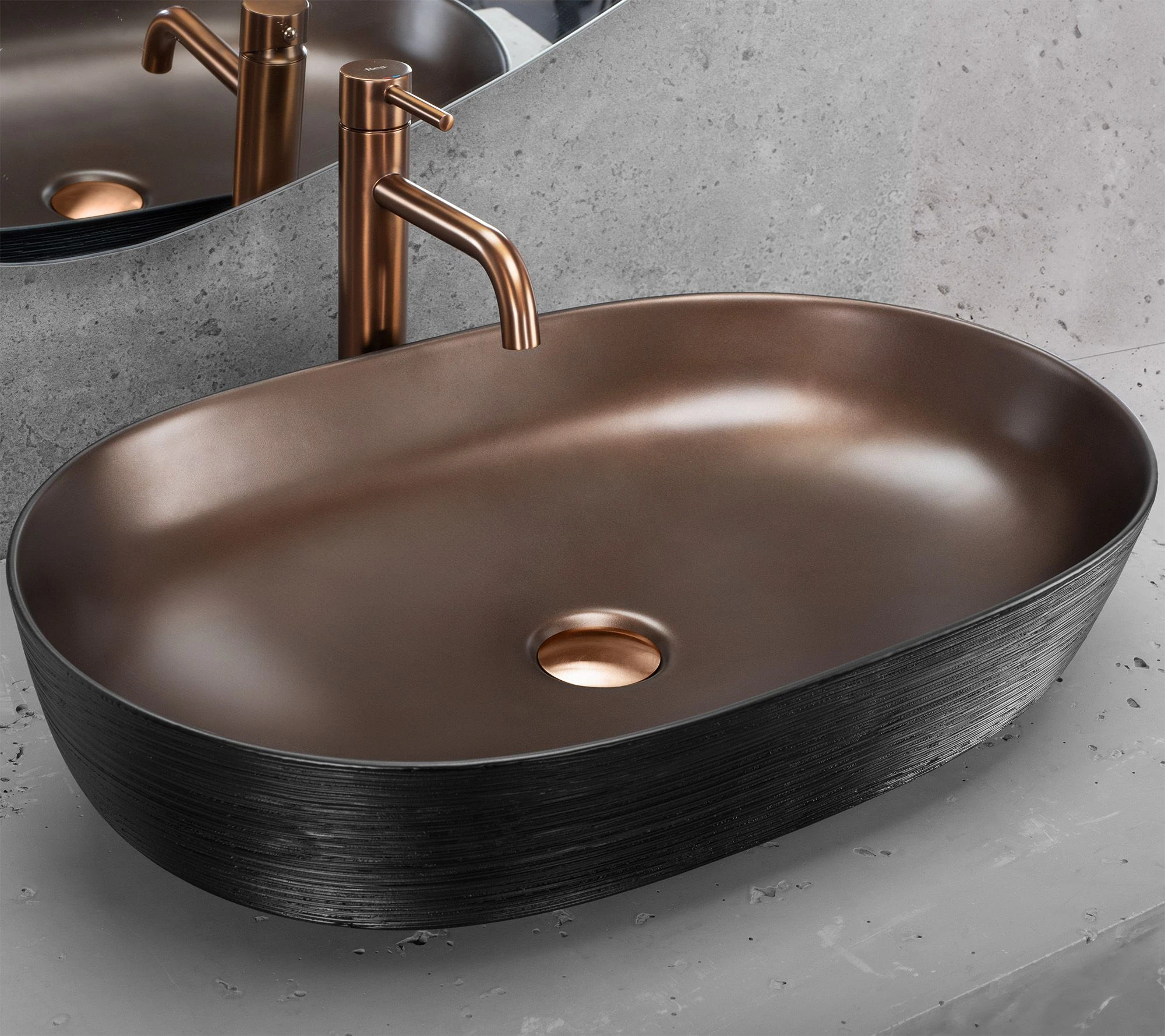 Kriauklė keramikos Rea CLEO 61 Copper Bush / Juodas aprašymas - Prekės nuotrauka