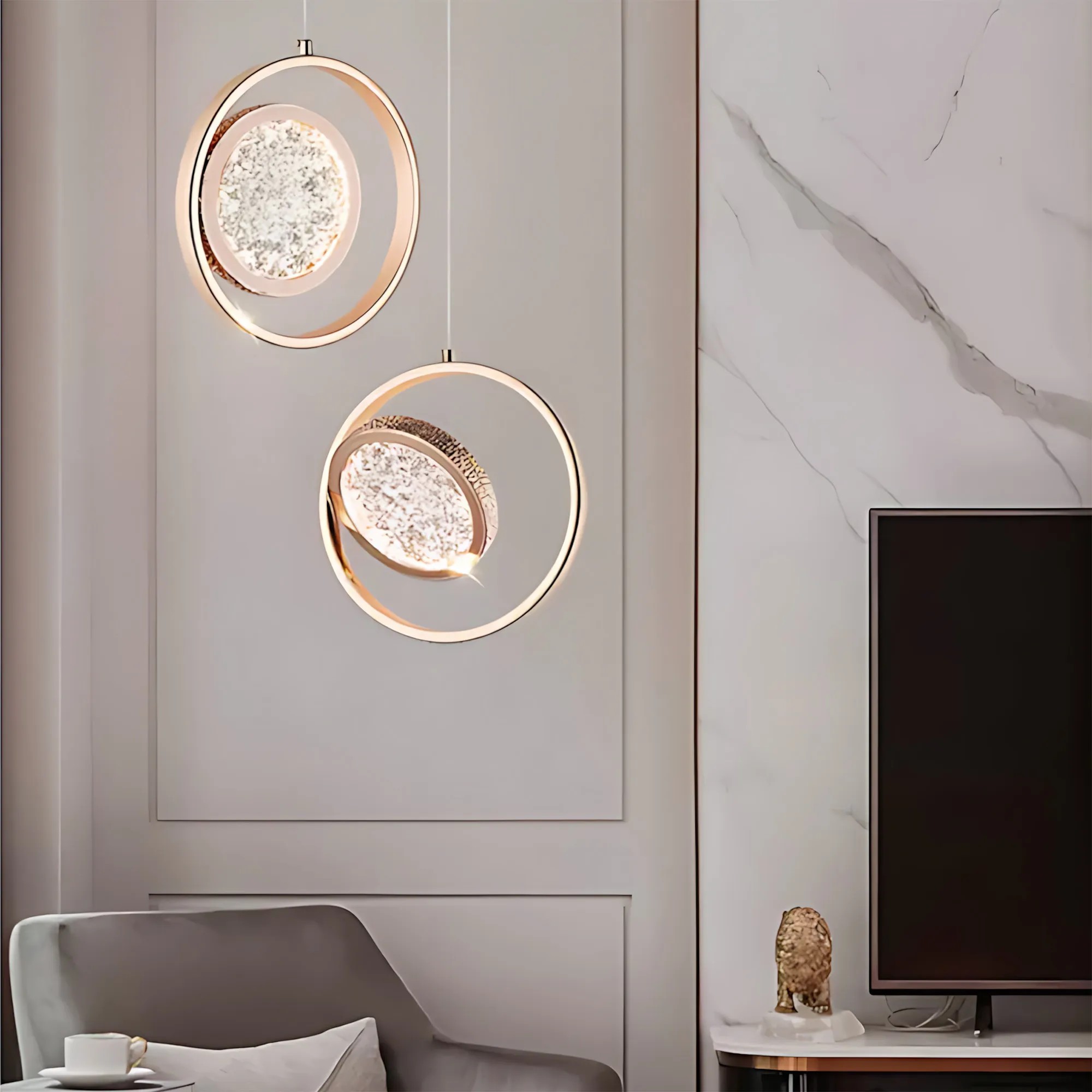 Toolight Krištolinis Pakabinamas Šviestuvas LHJ106-1CP LIGHT ROSE GOLD aprašymas - Prekės nuotrauka