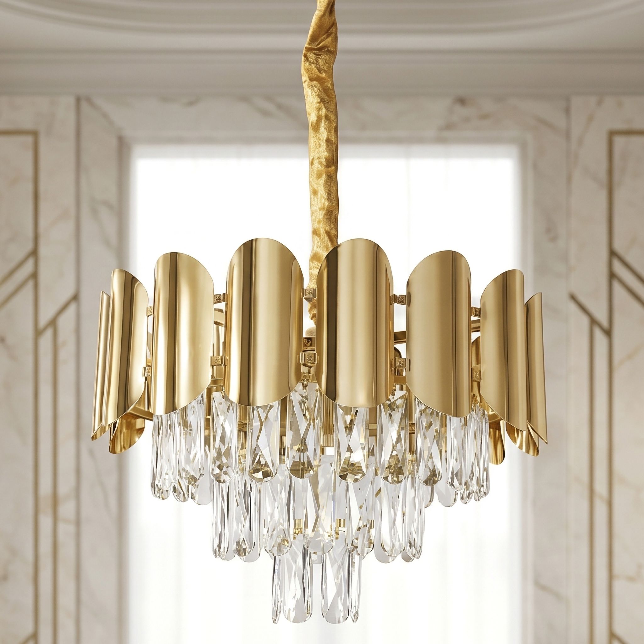 Toolight Krištolinis pakabinamas šviestuvas SWE099-CP 40cm GOLD aprašymas - Prekės nuotrauka