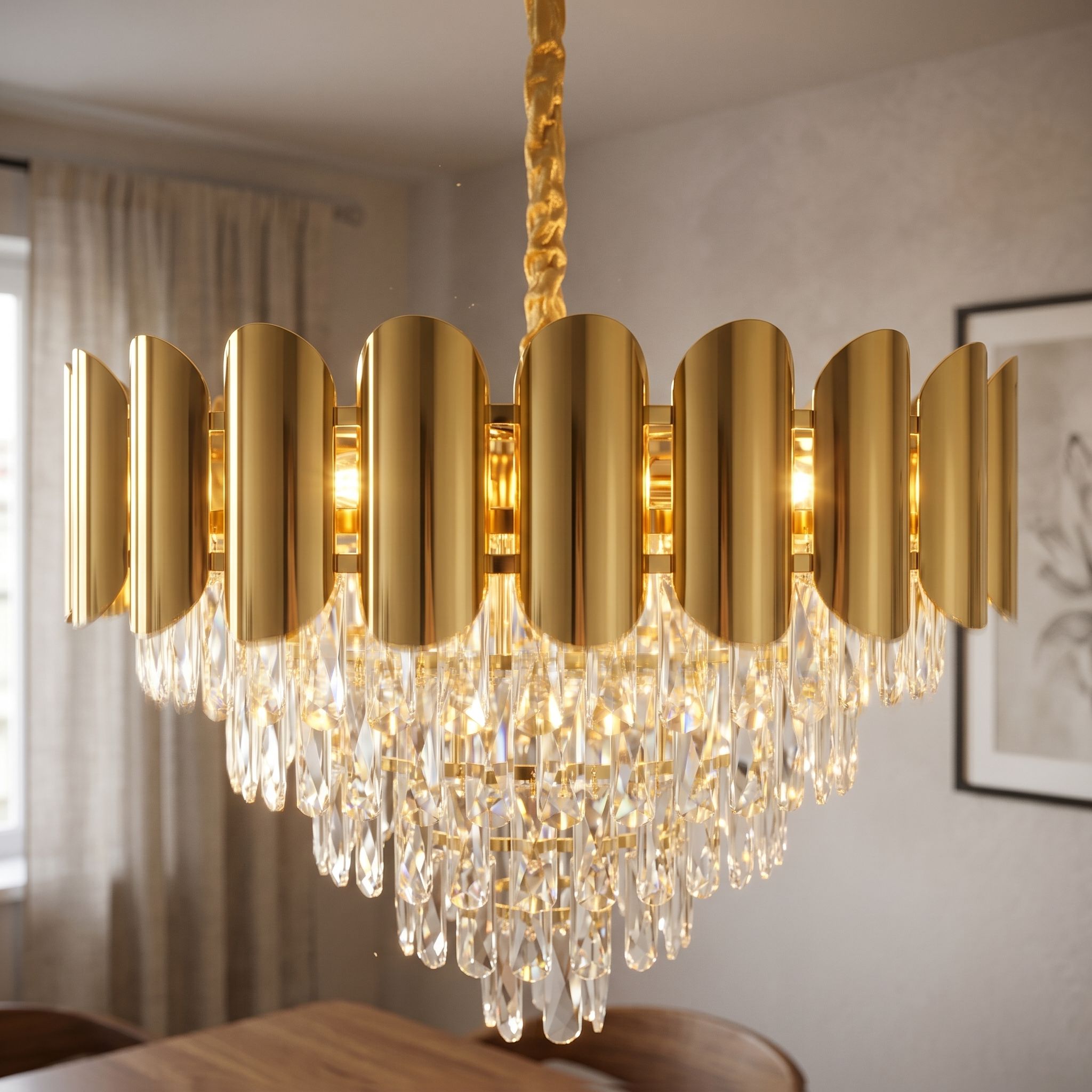 Toolight Krištolinis pakabinamas šviestuvas SWE100-CP 60cm GOLD aprašymas - Prekės nuotrauka