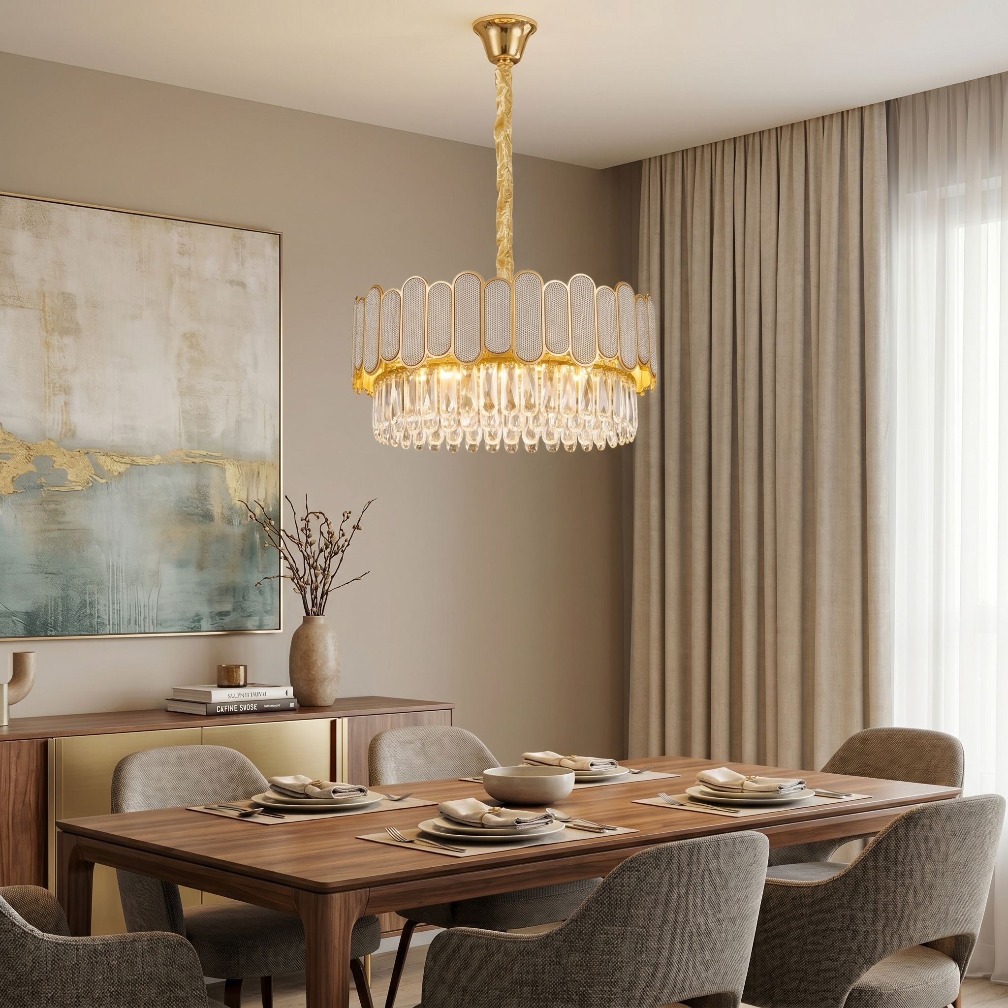 Toolight Krištolinis pakabinamas šviestuvas SWE107-CP 50cm GOLD aprašymas - Prekės nuotrauka