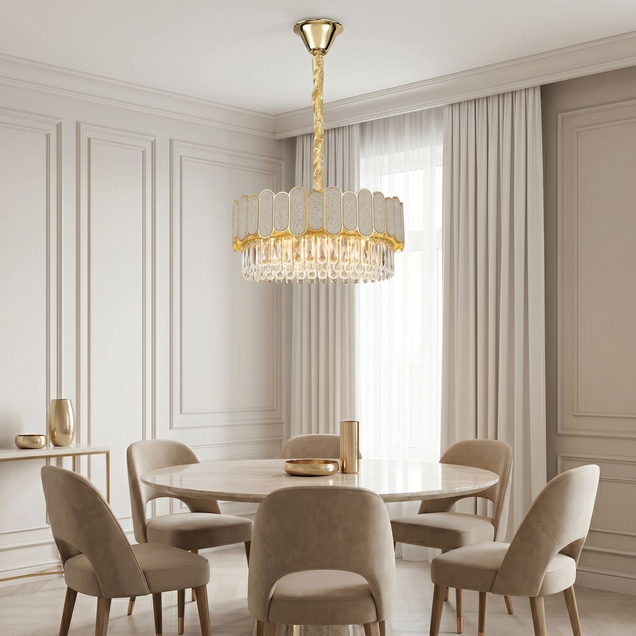 Toolight Krištolinis pakabinamas šviestuvas SWE107-CP 50cm GOLD aprašymas - Prekės nuotrauka