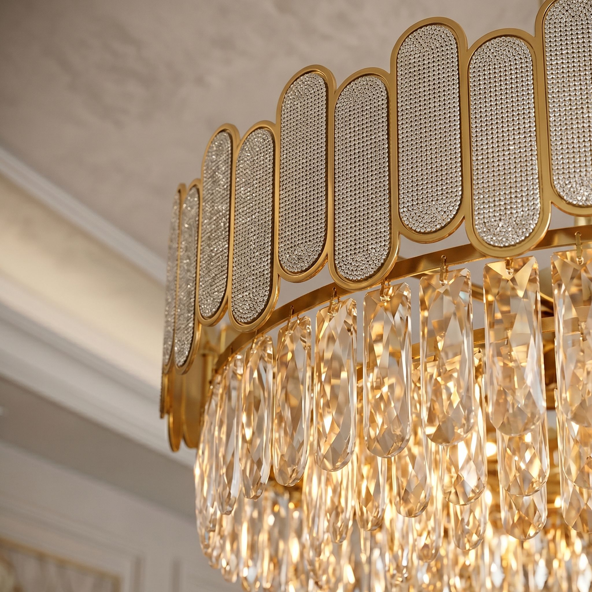 Toolight Krištolinis pakabinamas šviestuvas SWE107-CP 50cm GOLD aprašymas - Prekės nuotrauka