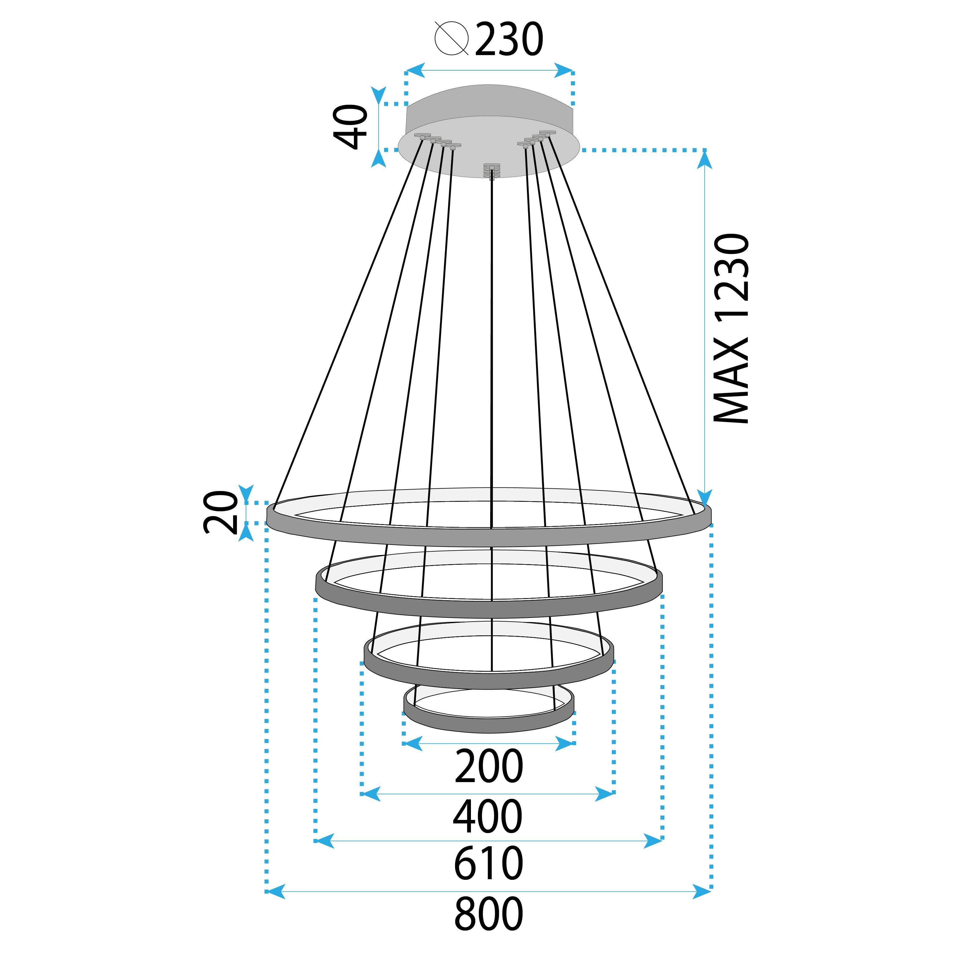 Lubinis šviestuvas Toolight Lampa Wisząca Lhj014-cp4 Juodas aprašymas - Prekės nuotrauka