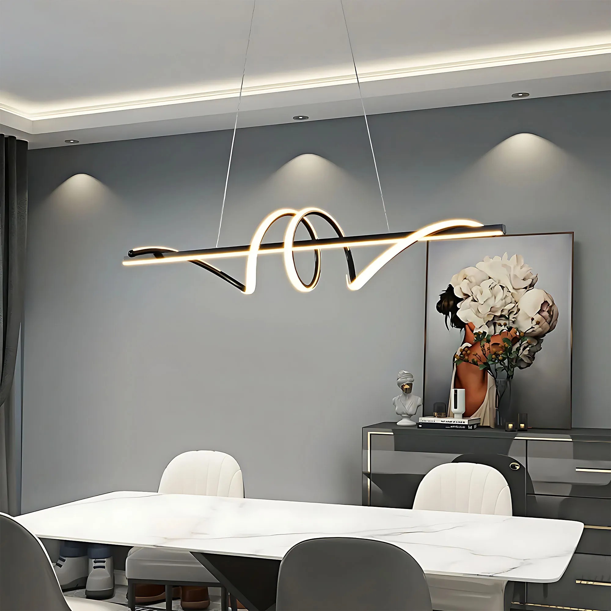 Pakabinamas šviestuvas Toolight Lampa wisząca LHJ023-CP 120 cm Juodas aprašymas - Prekės nuotrauka