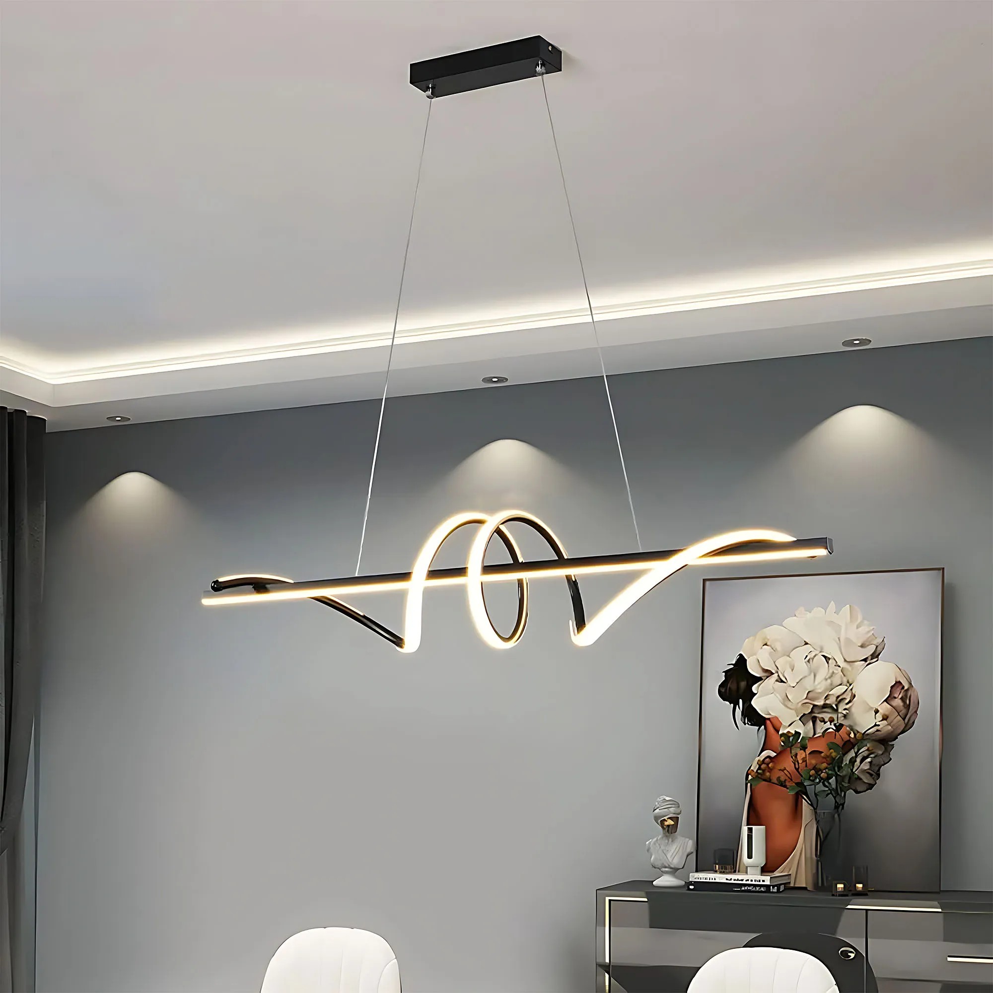 Pakabinamas šviestuvas Toolight Lampa wisząca LHJ023-CP 120 cm Juodas aprašymas - Prekės nuotrauka
