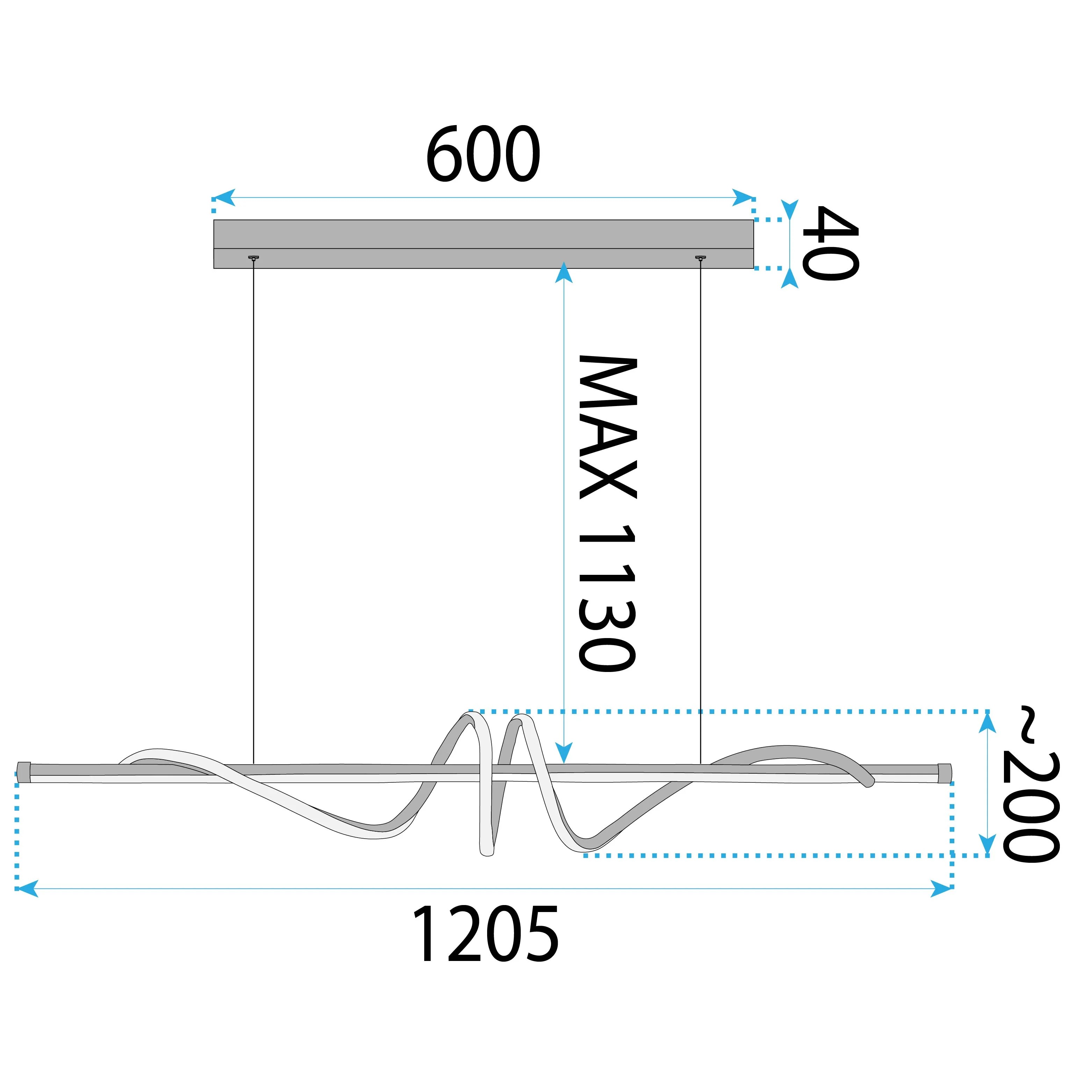 Pakabinamas šviestuvas Toolight Lampa wisząca LHJ023-CP 120 cm Juodas aprašymas - Prekės nuotrauka