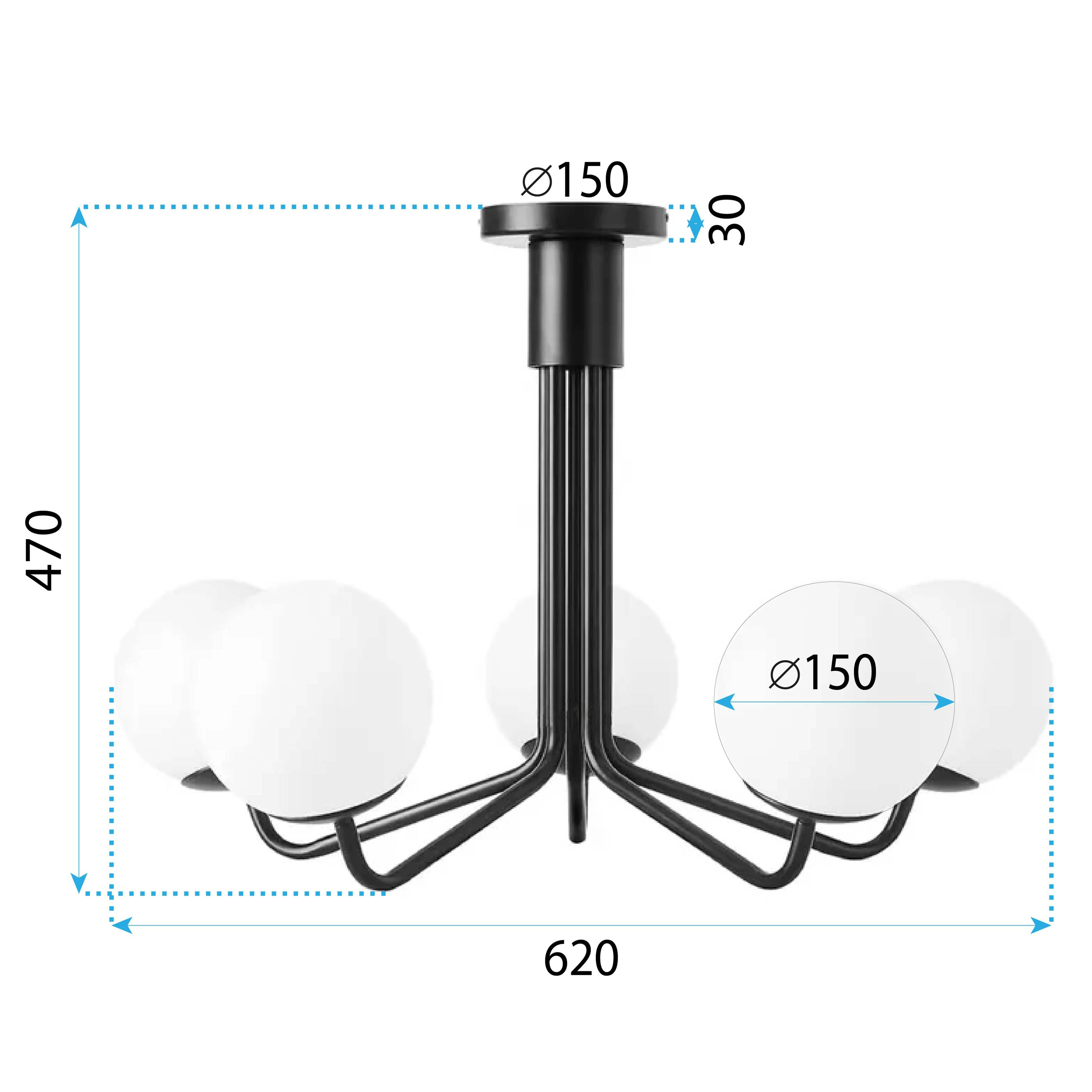 Lubinis šviestuvas Toolight LAMPA WISZĄCA SUFITOWA Juoda APP1578-5C aprašymas - Prekės nuotrauka