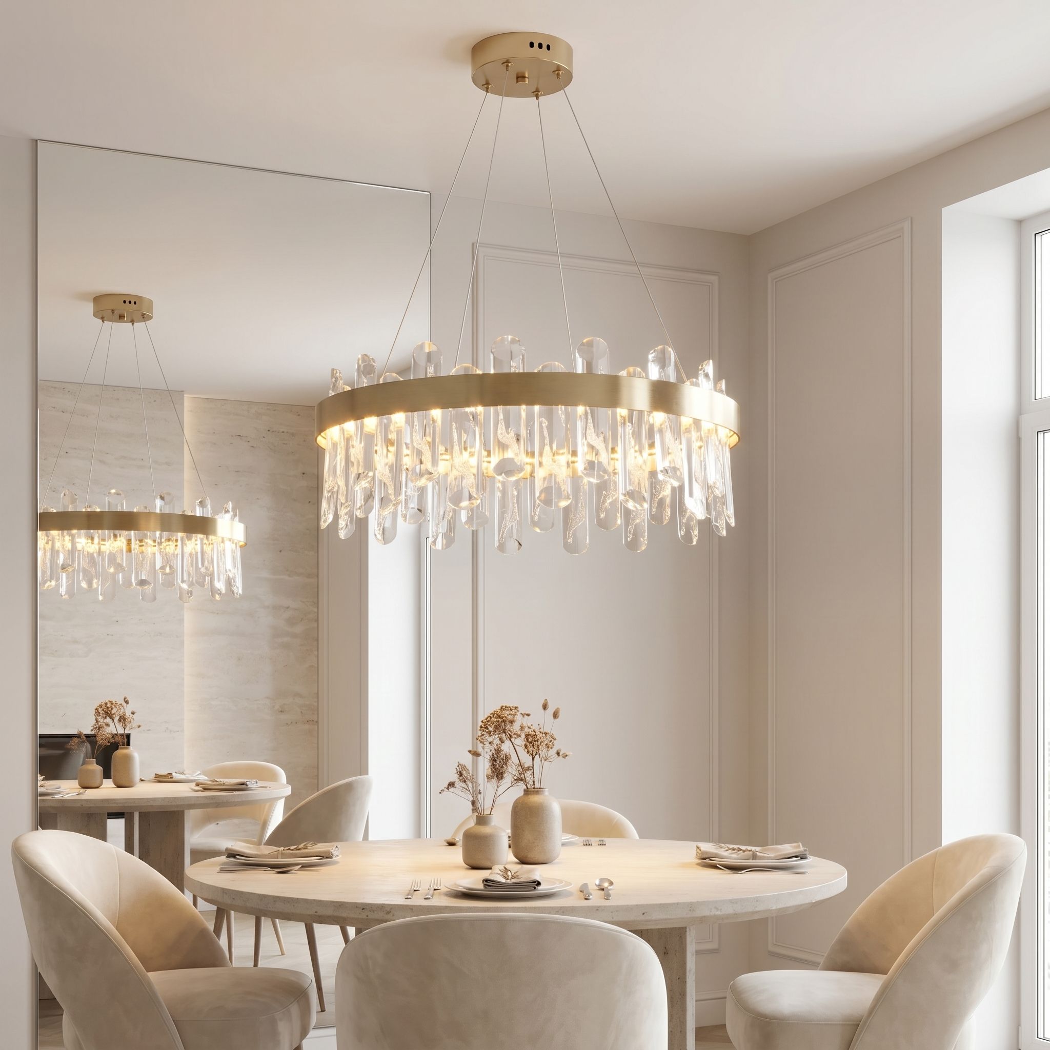 Toolight LED krištolinis pakabinamas šviestuvas SWE074-1CP 50cm Brushed Gold aprašymas - Prekės nuotrauka