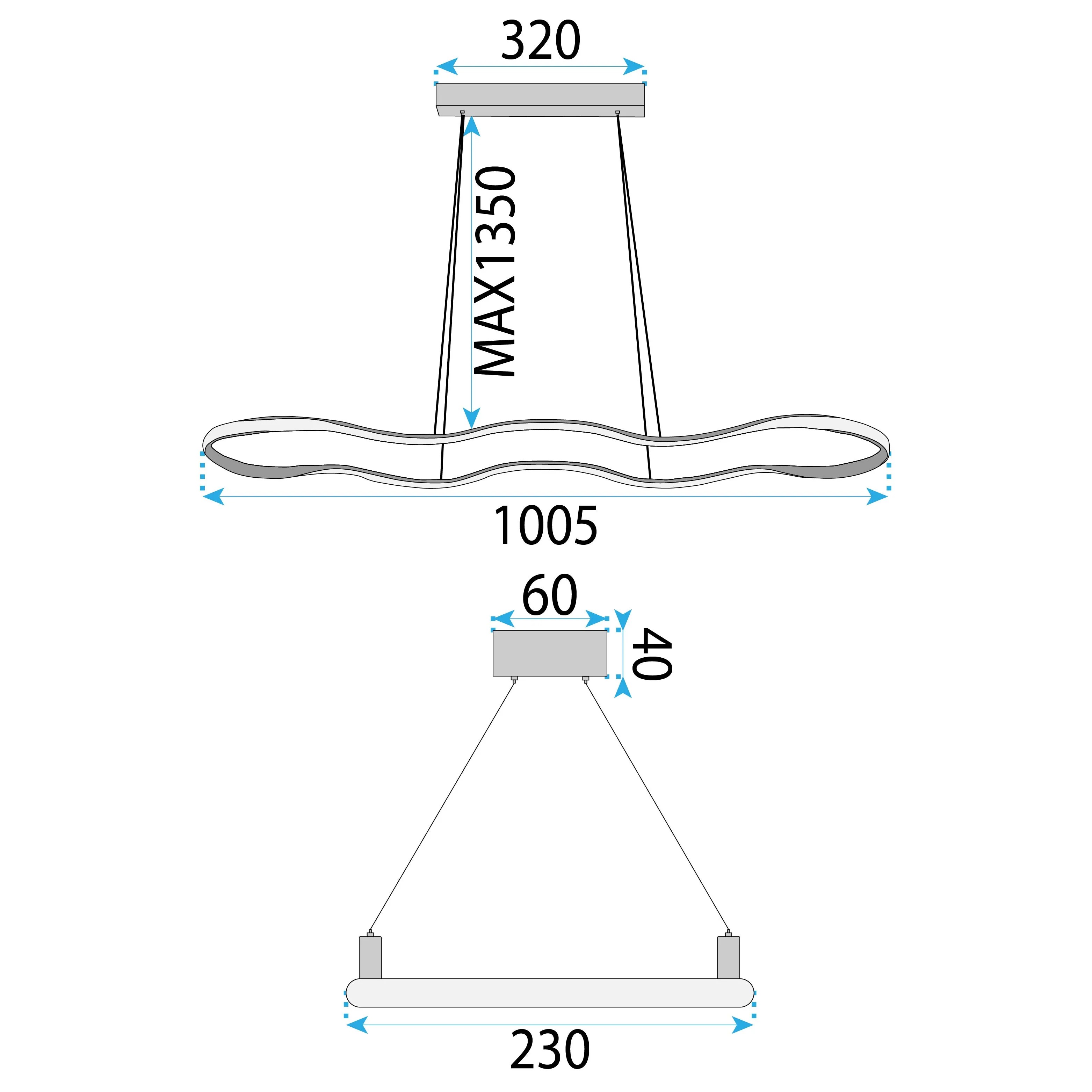 Toolight LED LUBINIS PAKABINAMAS ŠVIESTUVAS LHJ027-CP 100 cm, auksinės spalvos aprašymas - Prekės nuotrauka