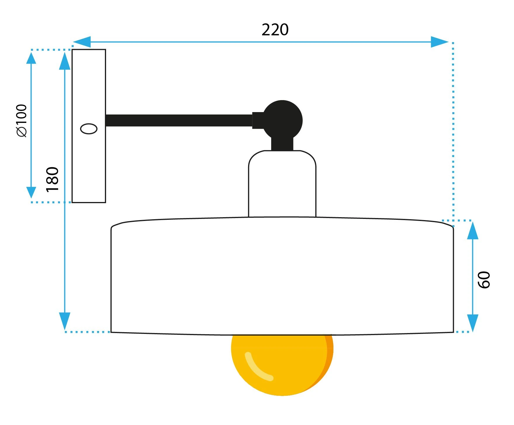 Sieninis šviestuvas Toolight LED SIENINĖ LAMPA APP1332-1W Juodas GOLD aprašymas - Prekės nuotrauka