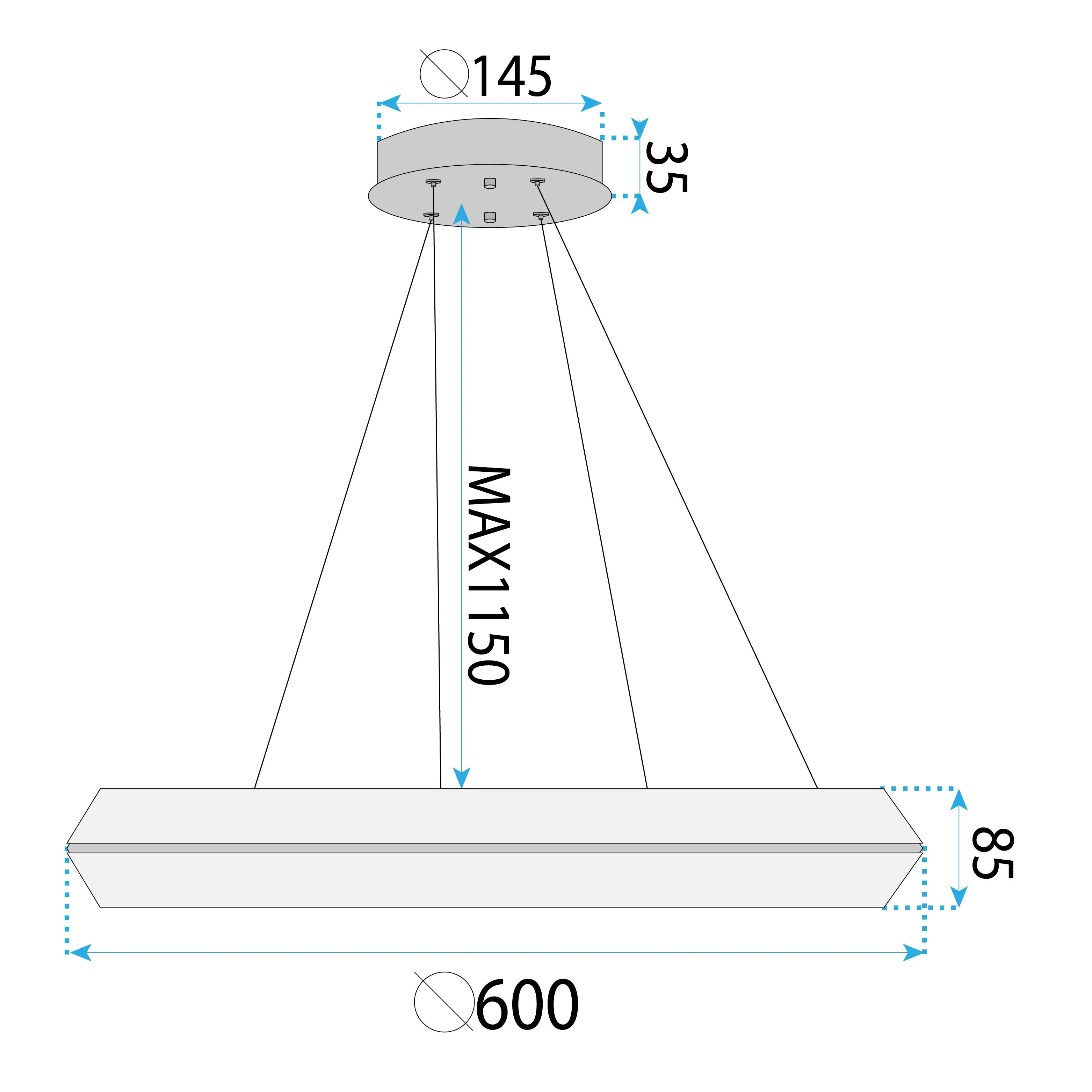 Pakabinamas šviestuvas Toolight LED šviestuvas APP1768-CP GOLD 60cm aprašymas - Prekės nuotrauka