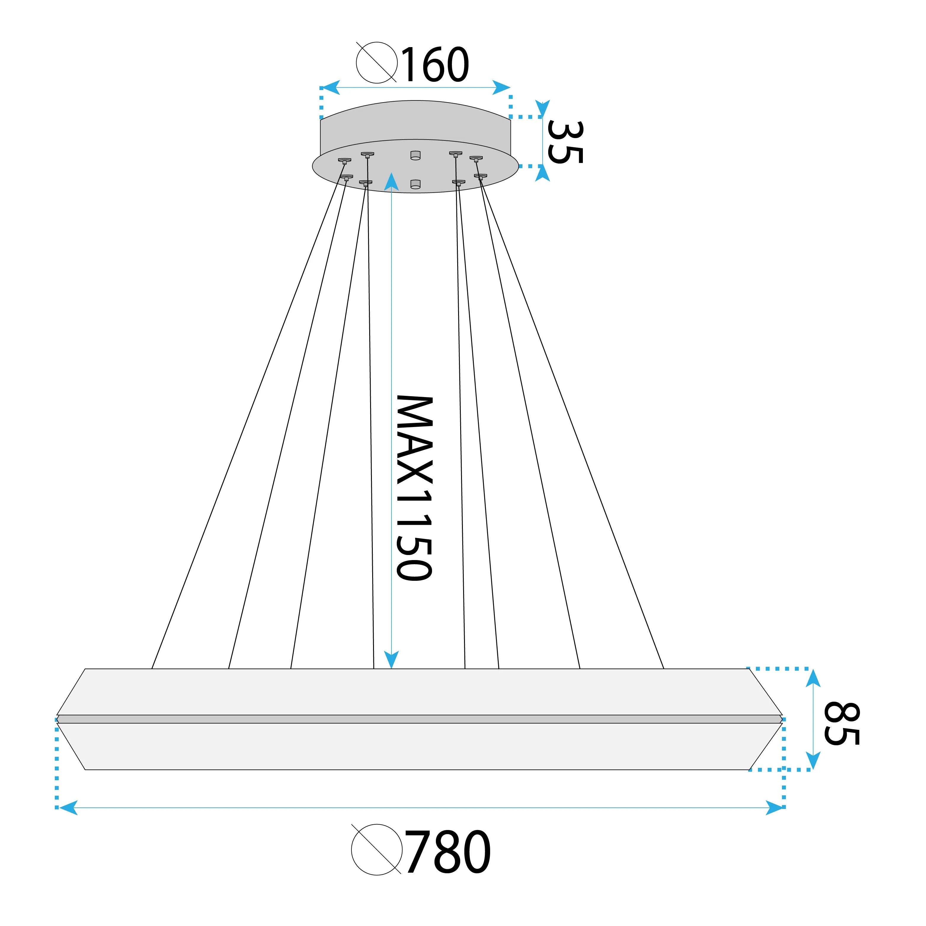 Pakabinamas šviestuvas Toolight LED šviestuvas APP1769-CP 80cm Gold aprašymas - Prekės nuotrauka