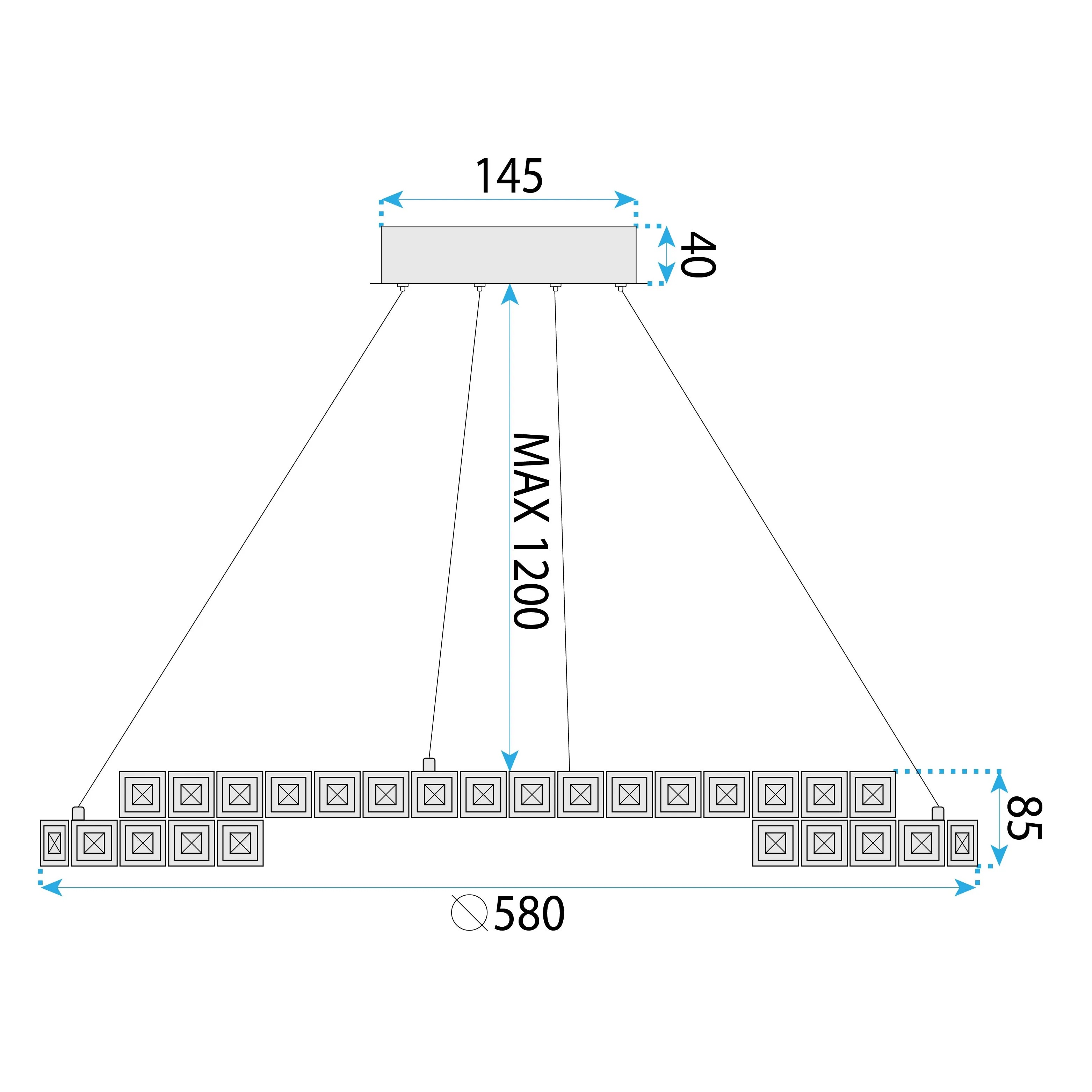 Pakabinamas šviestuvas Toolight LED šviestuvas APP1770-CP CHROME 60cm aprašymas - Prekės nuotrauka