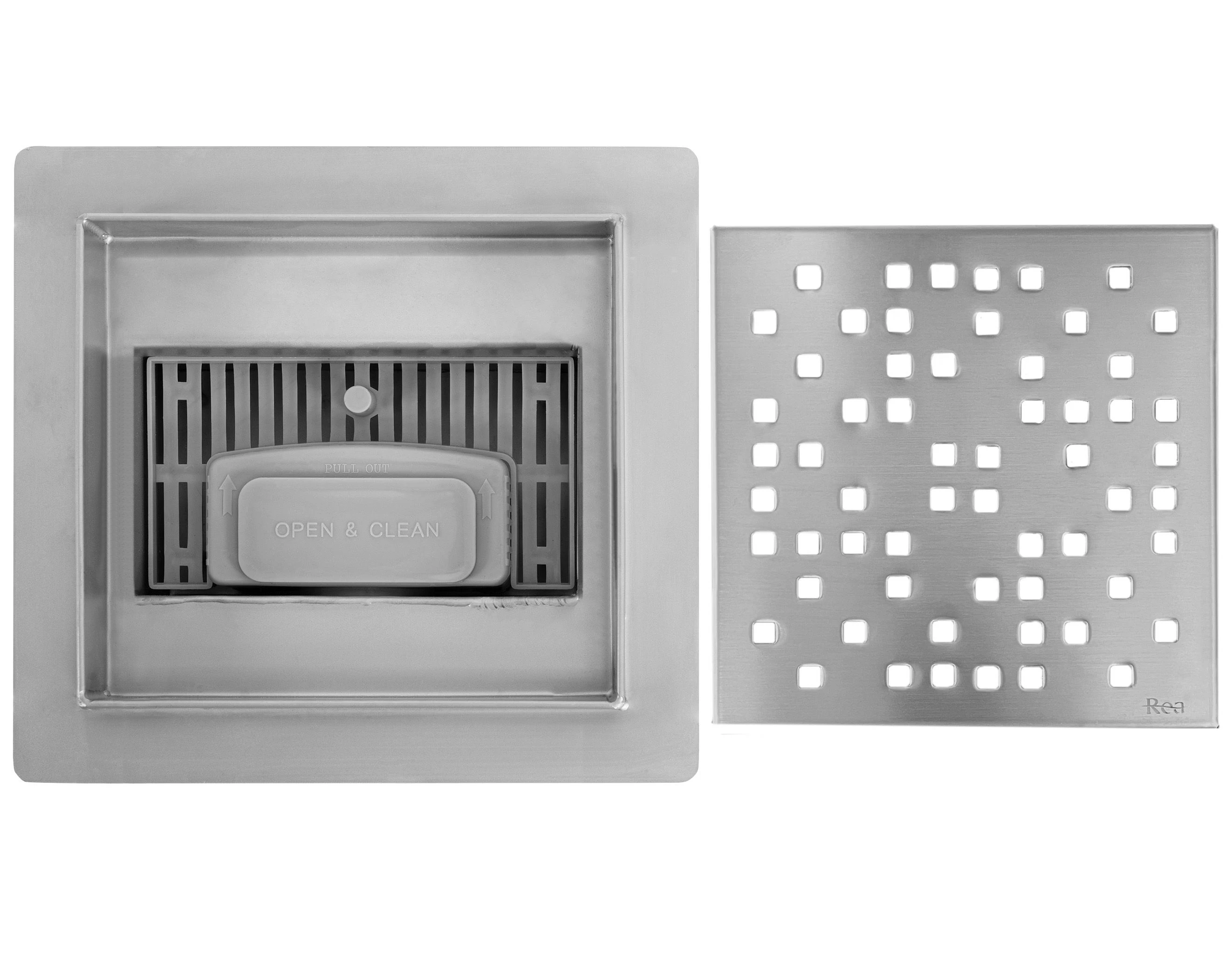 Linijinis nutekėjimas REA DOTS 150x150 Nickel aprašymas - Prekės nuotrauka